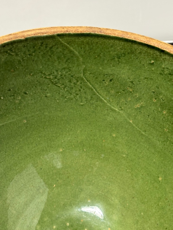 McCoy Window Pane Mixing Bowl 9.5" Green Yellow Ware Antique 1920s