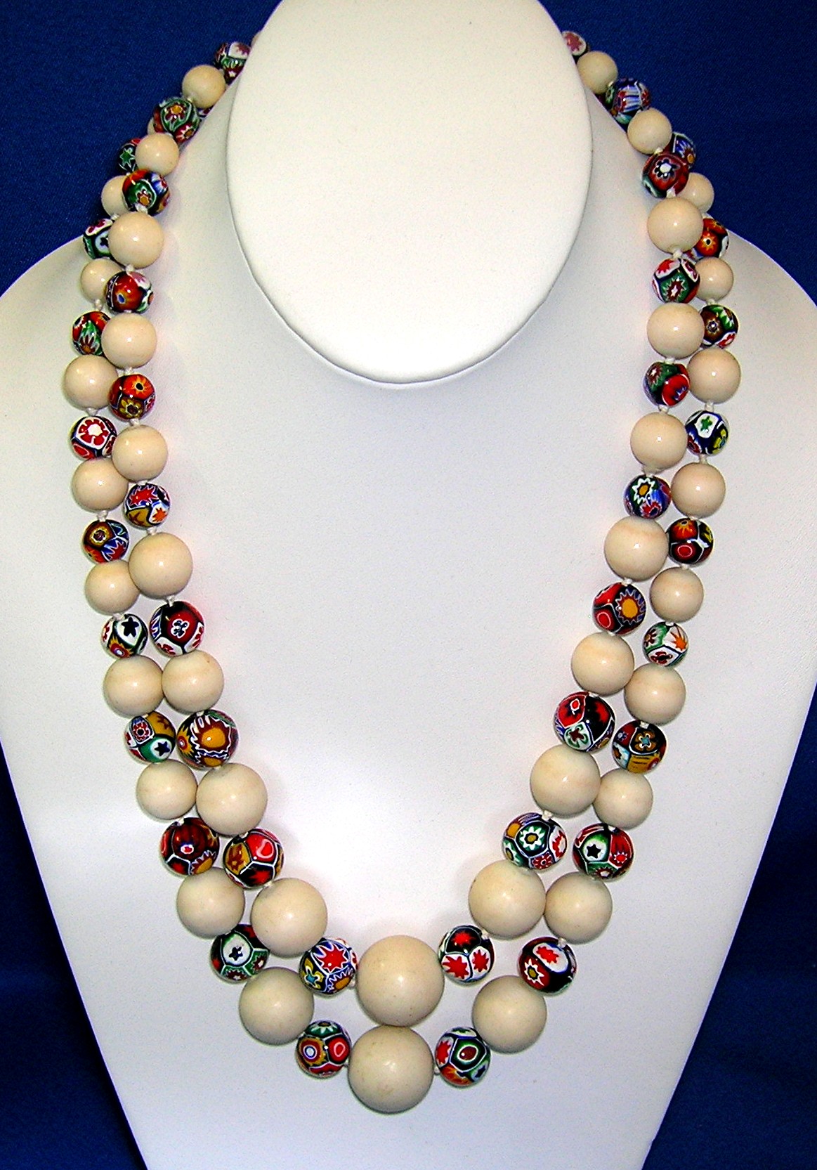 Bone IvoryCompositio Murano Glass Multi Color 2 Strand