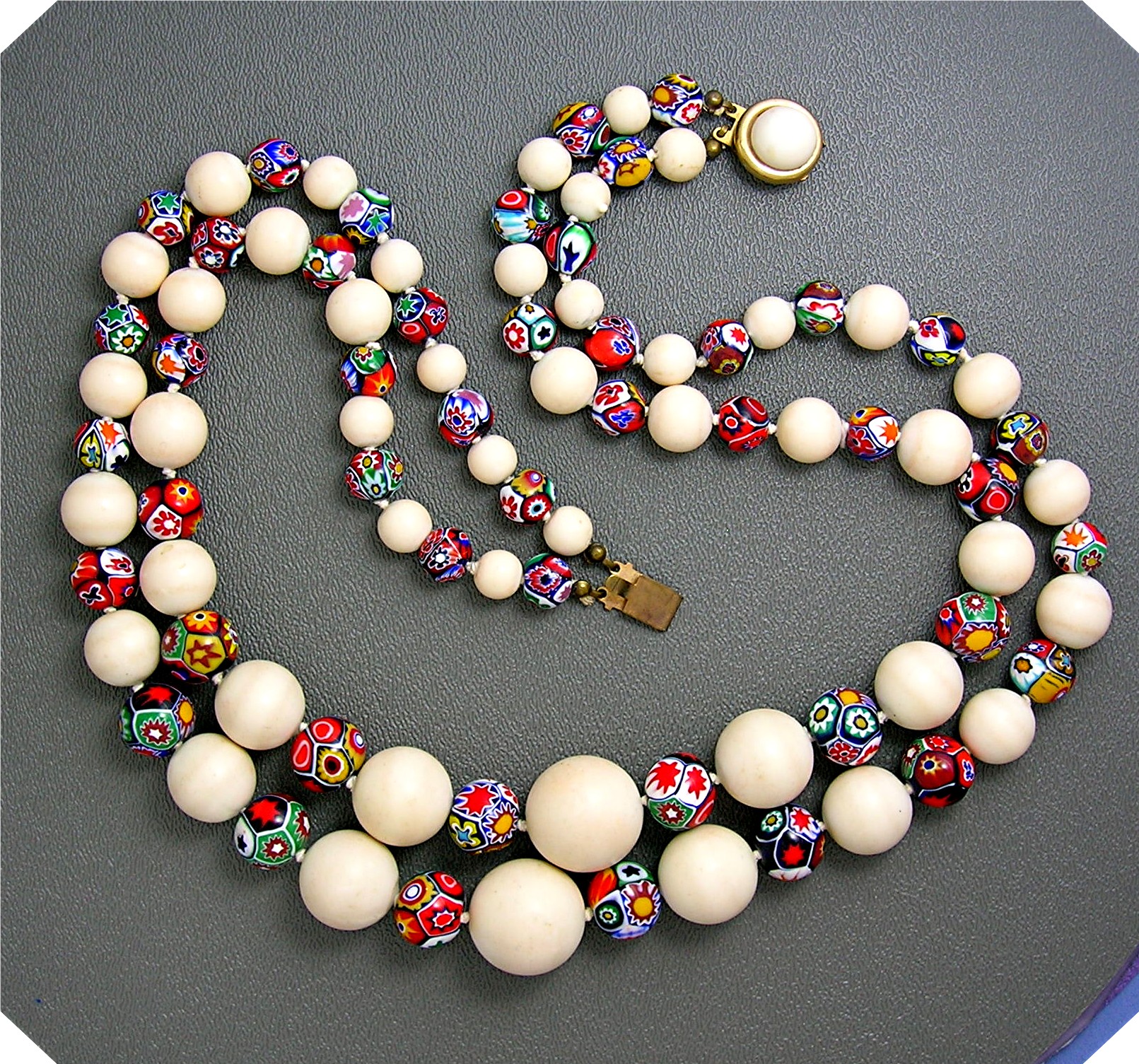 Bone IvoryCompositio Murano Glass Multi Color 2 Strand