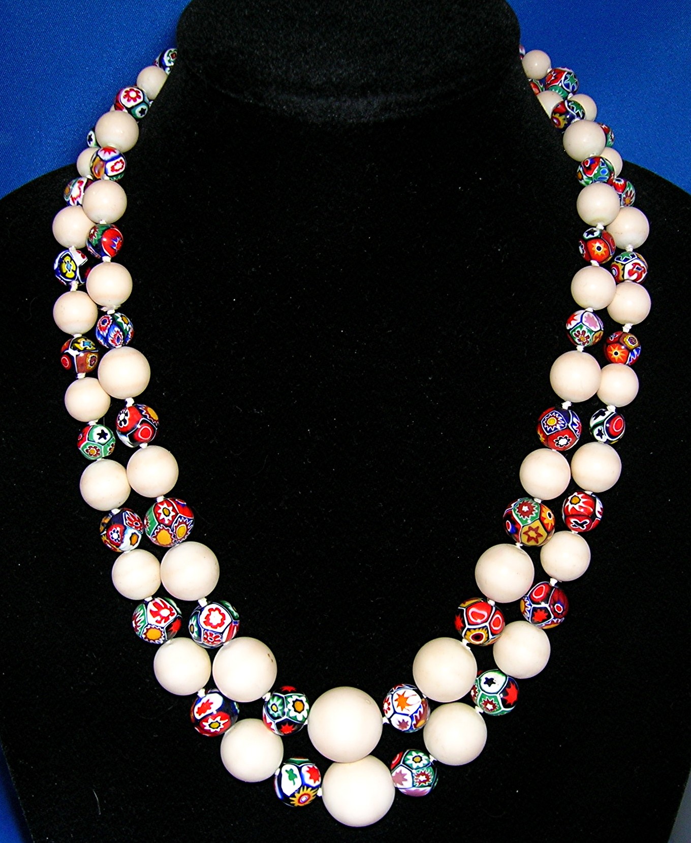 Bone IvoryCompositio Murano Glass Multi Color 2 Strand