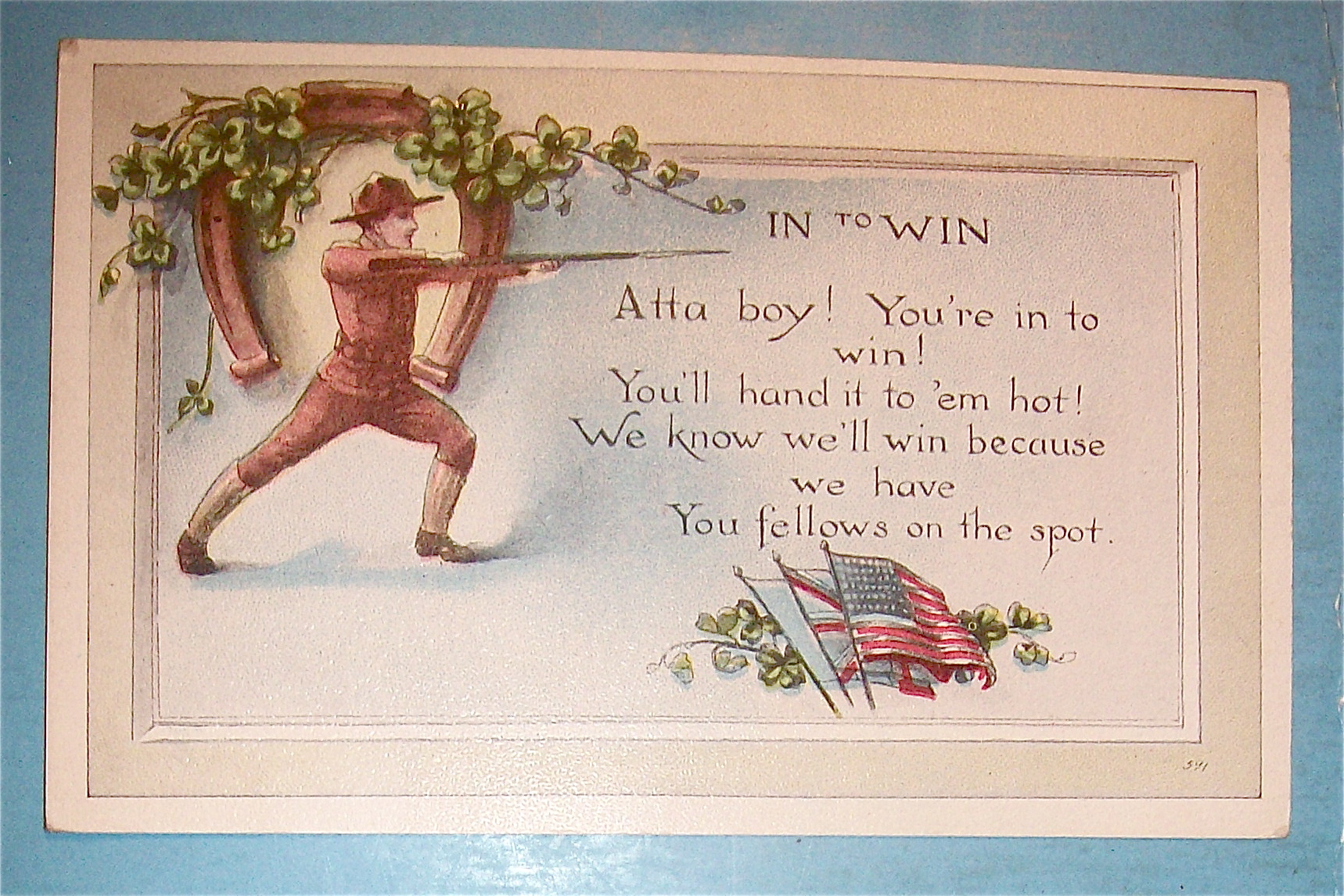 A Soldier Aiming His Gun Postcard