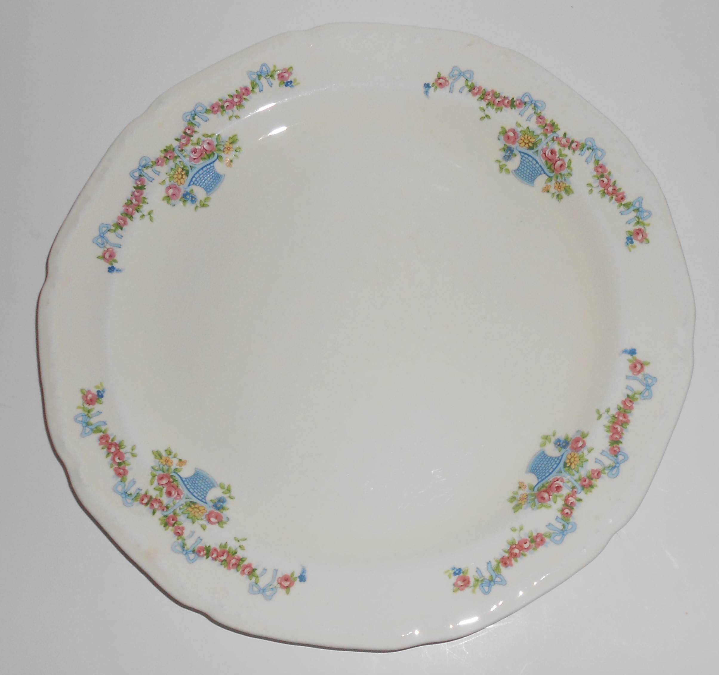 Early Poxon Vernon Pottery Basket w/Floral Garland Dinn