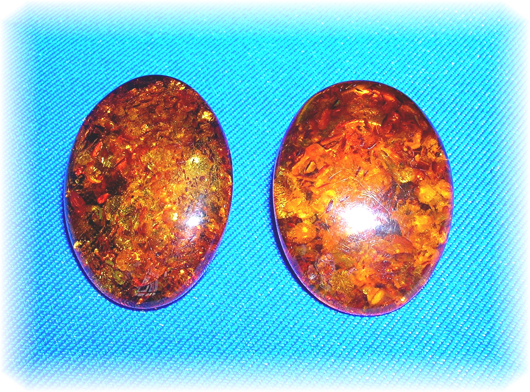Baltic  Amber Sterling Silver Clip Earrings 80s