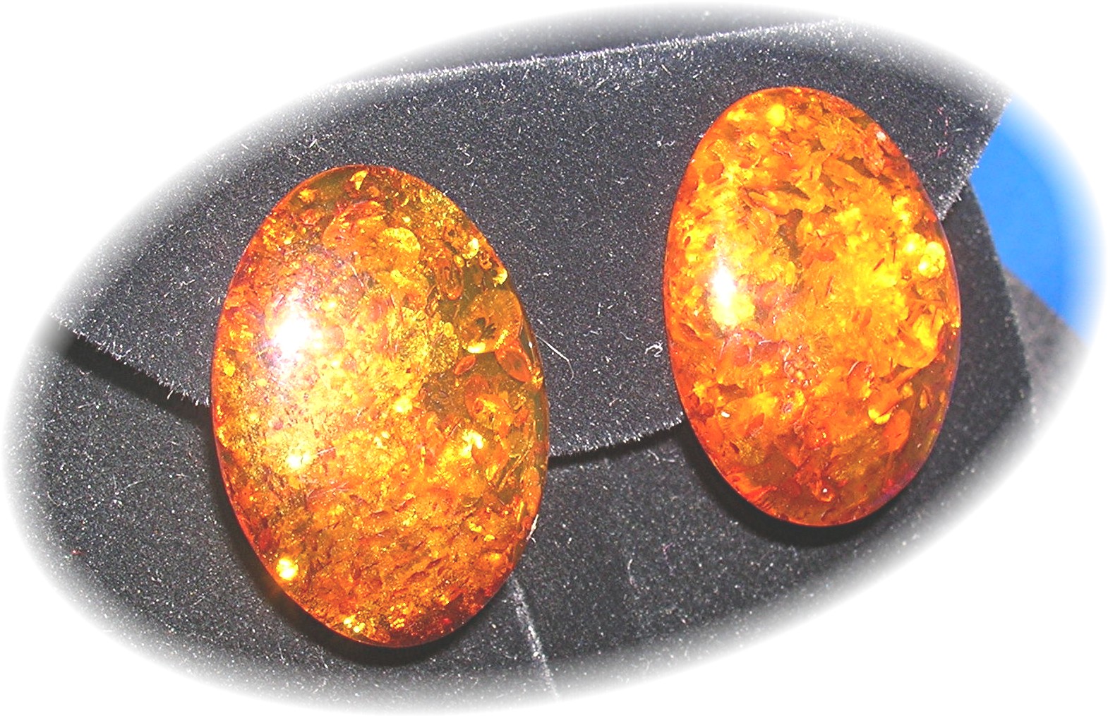Baltic  Amber Sterling Silver Clip Earrings 80s