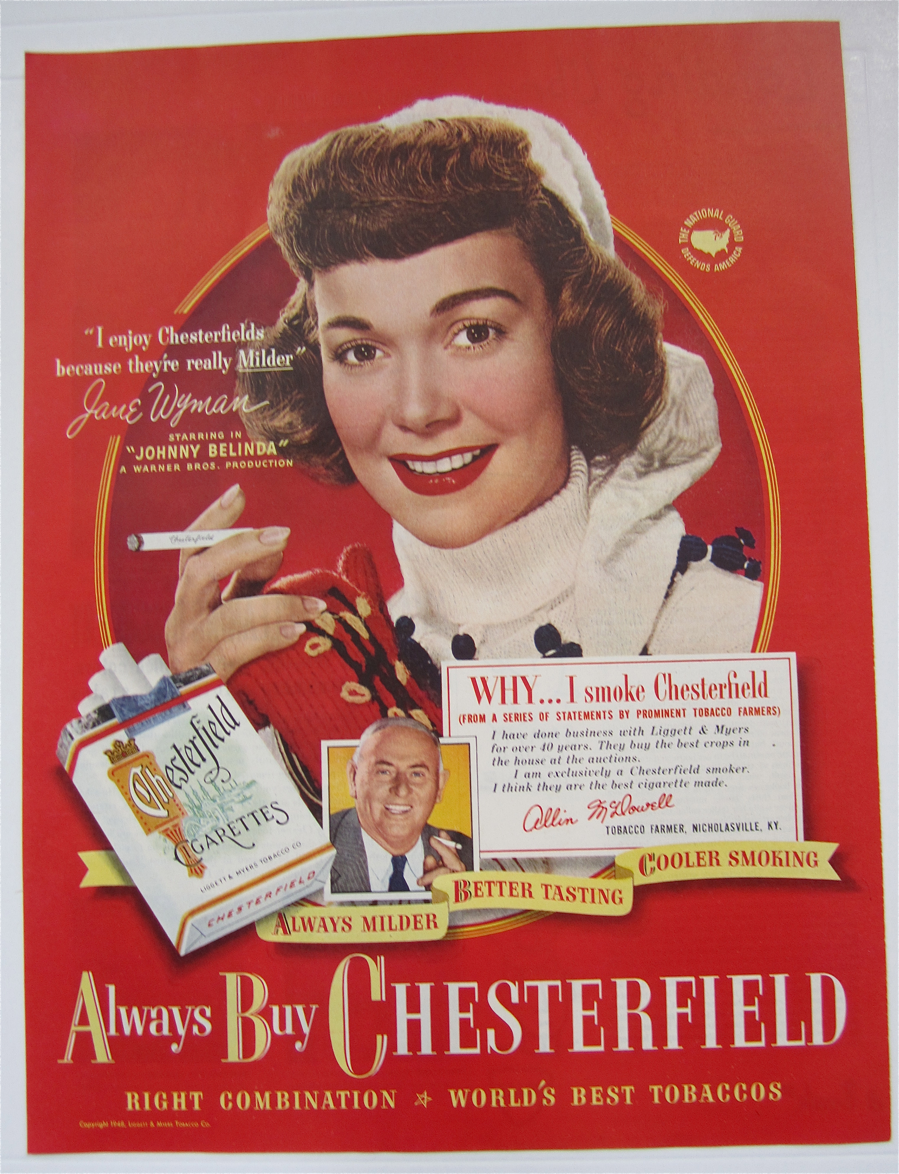 1948 Chesterfield Cigarettes with Jane Wyman