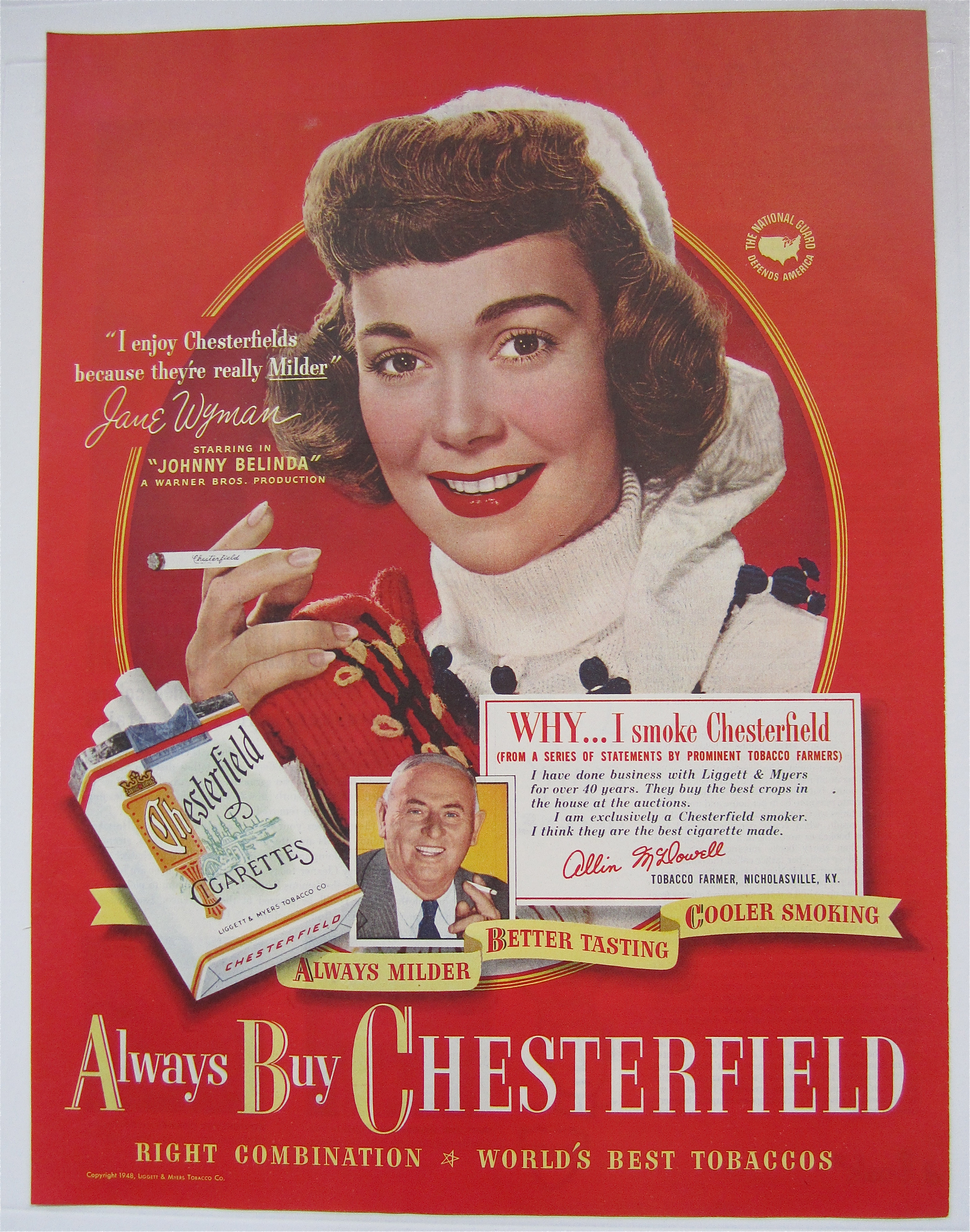 1948 Chesterfield Cigarettes with Jane Wyman