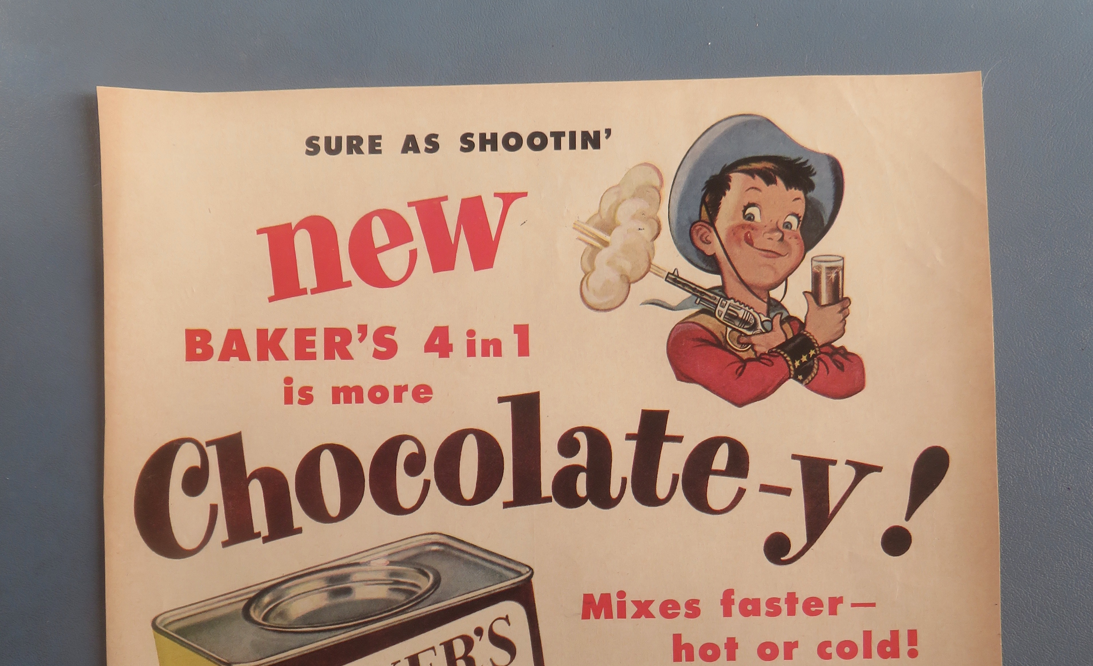 1940's Baker's Cocoa Mix with Cup Of Hot Cocoa