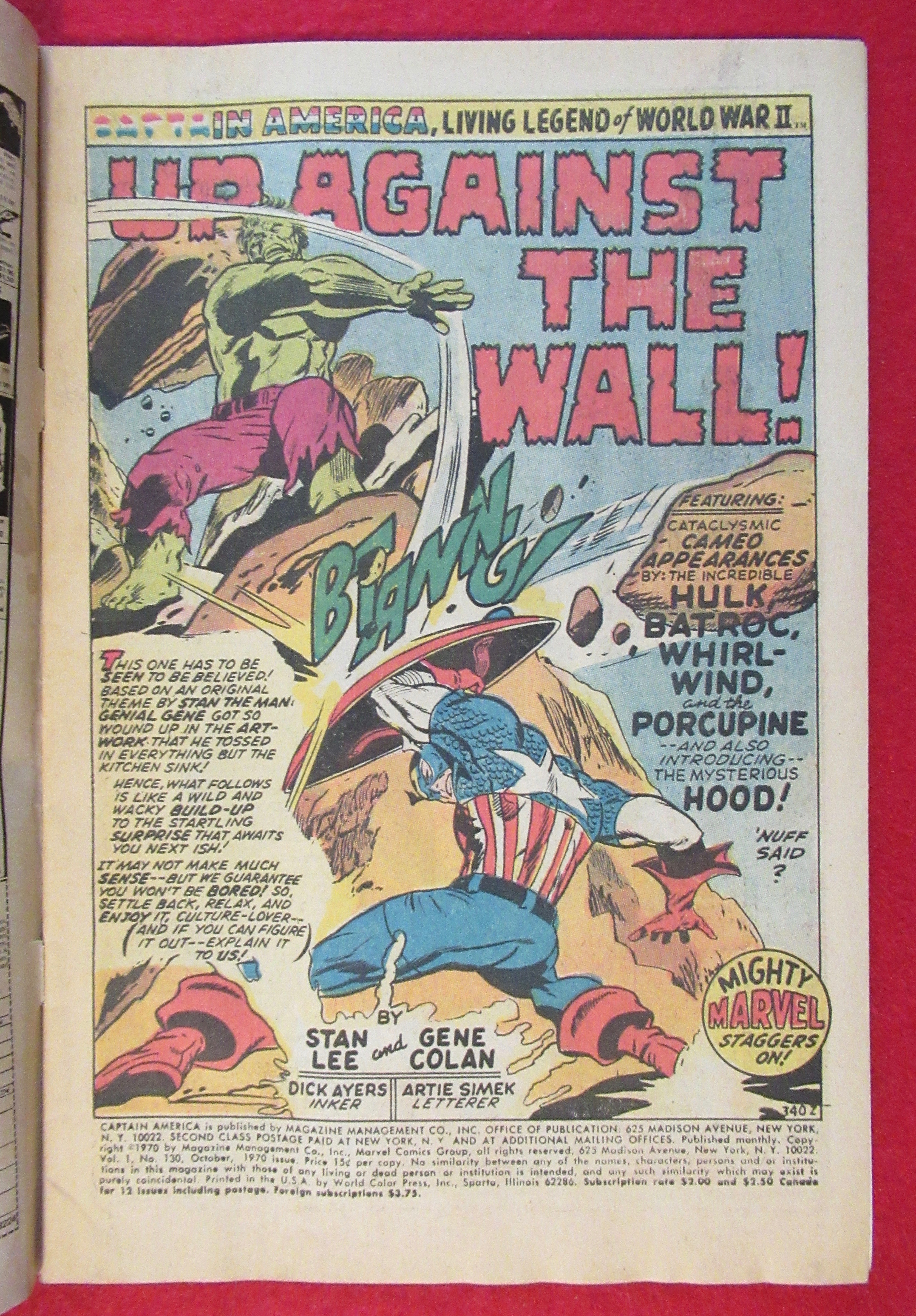 Captain America Comic October 1970 Up Against The Wall