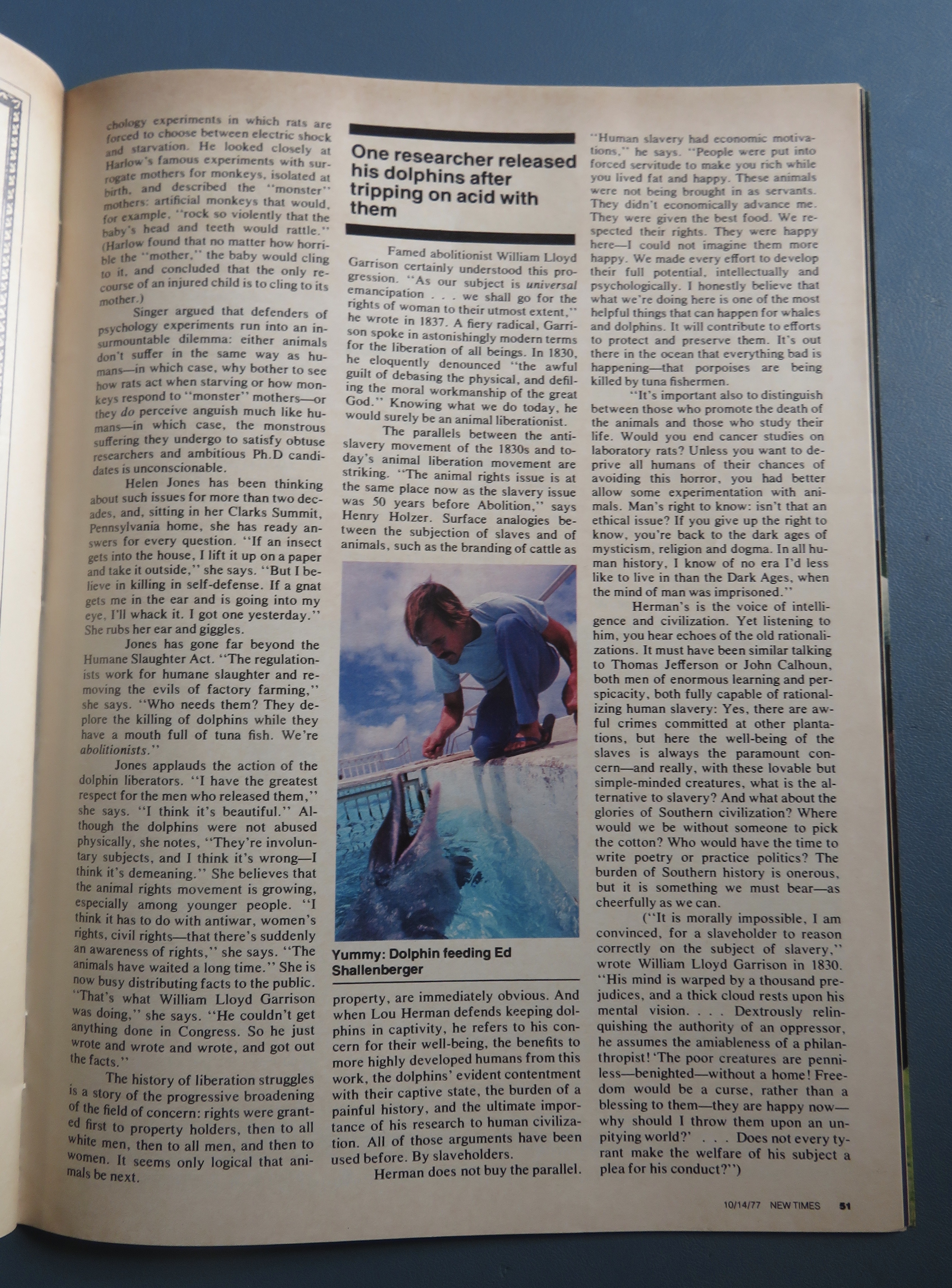 New Times Magazine October 14, 1977 Dolphin Set Free