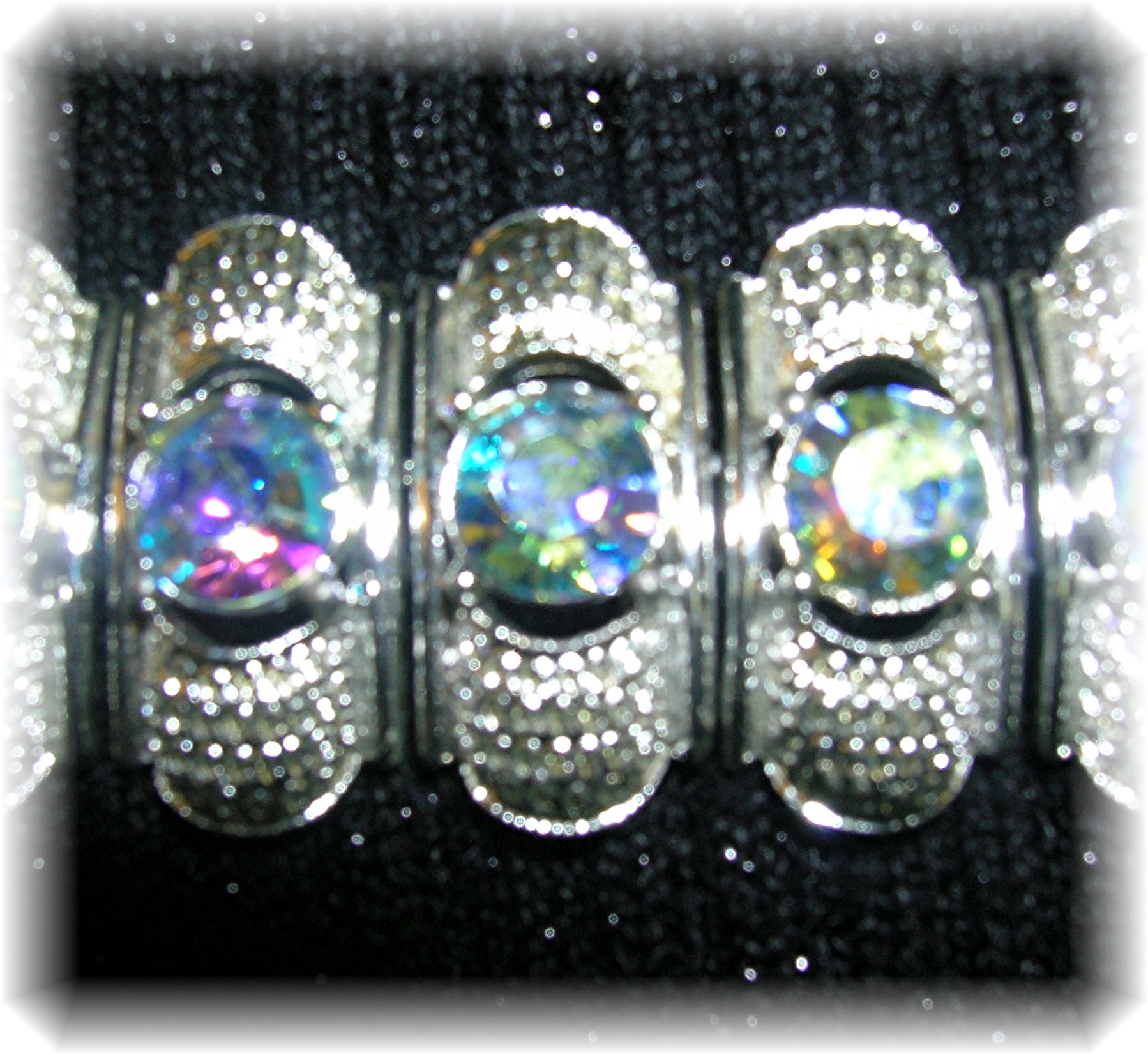 CORO Vintage Signed Silvertone Borealis Bracelet