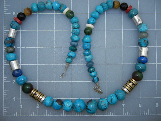 Navajo Tommy Singer Snr Sterling Silver Turquoise Neckl