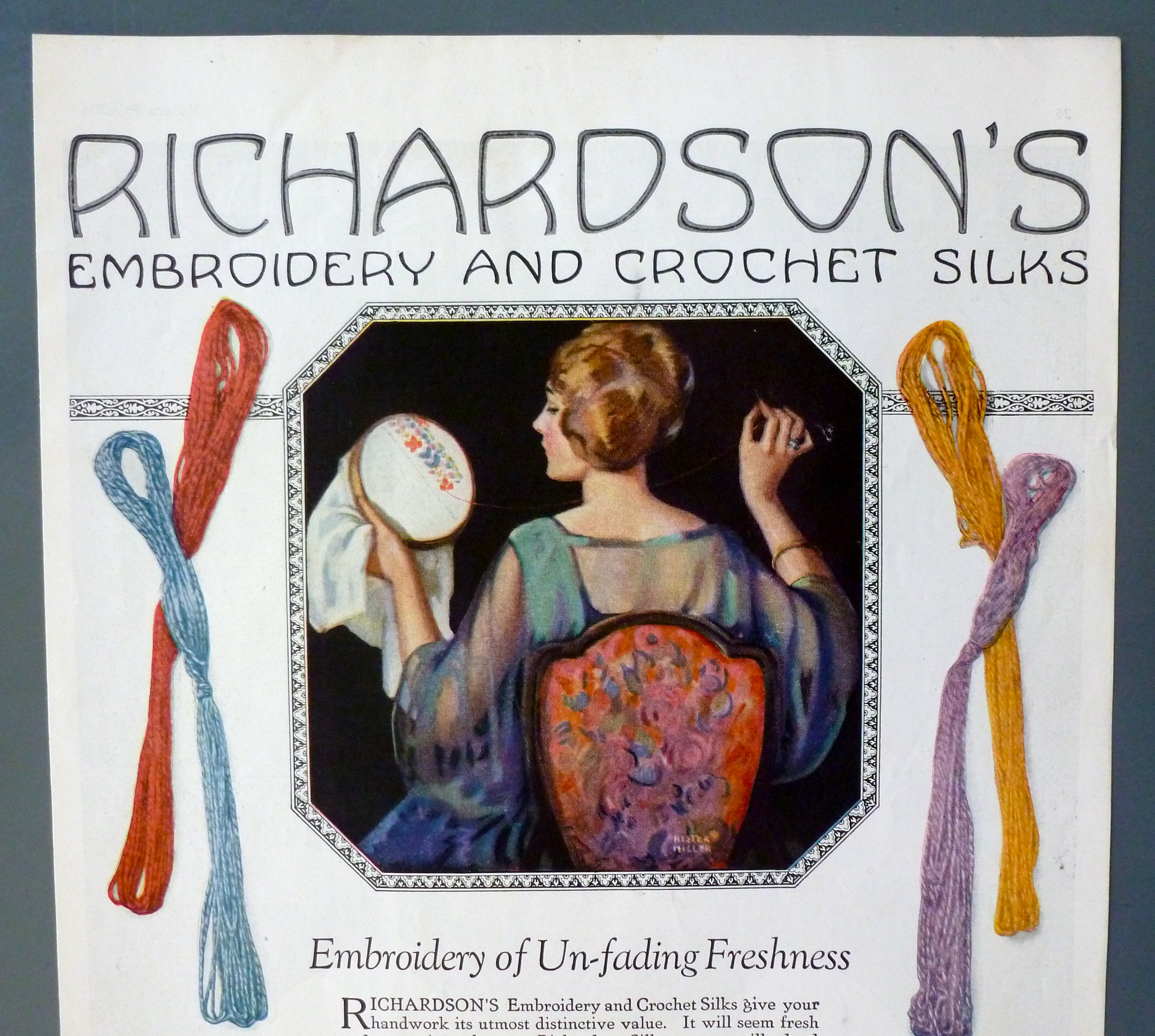 1922 Richardson's Embroidery & Crochet Silks w/Woman