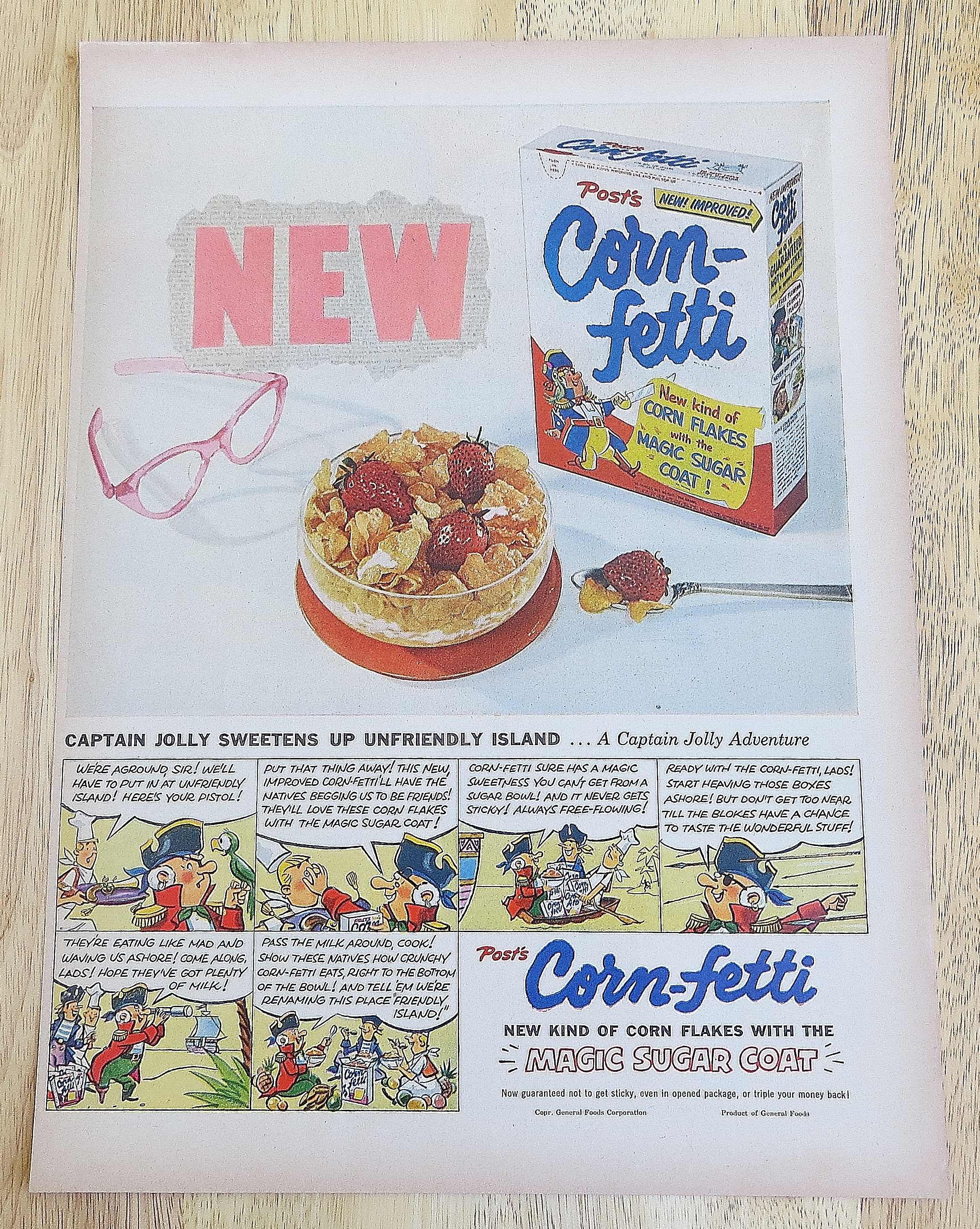 1953 Post's Corn Fetti With Captain Jolly Sweetens