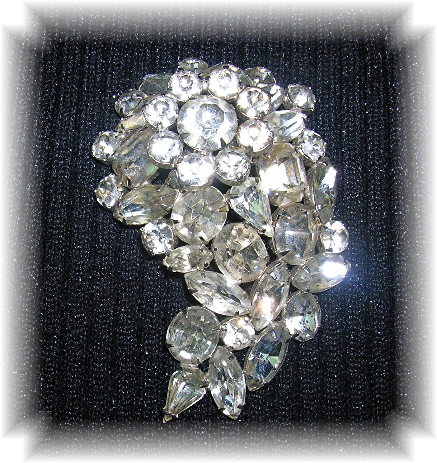 3 Inch Sparkling Silvertone Set Rhinestone Brooch