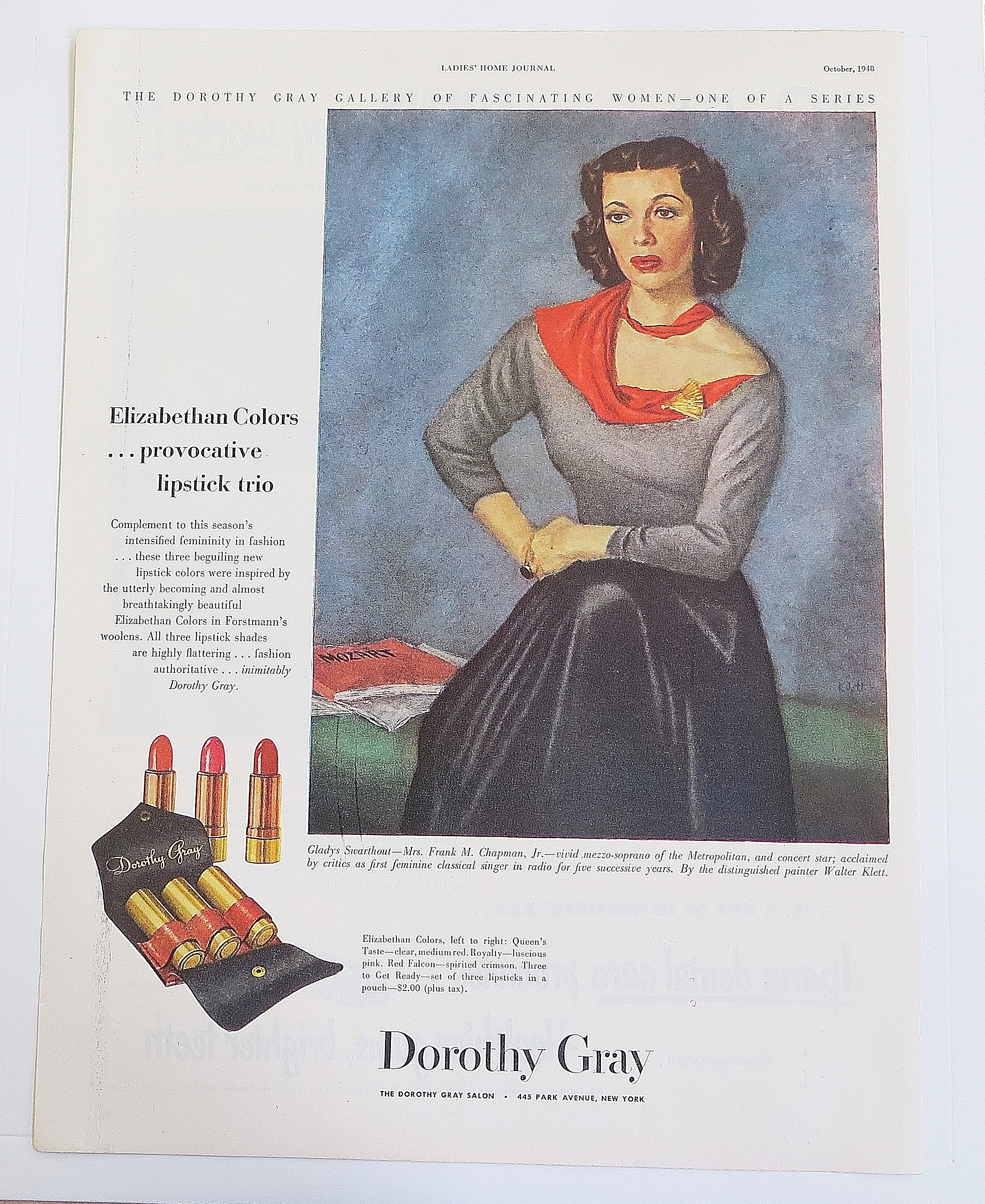 1948 Dorothy Gray Lipstick With Lipstick Trio