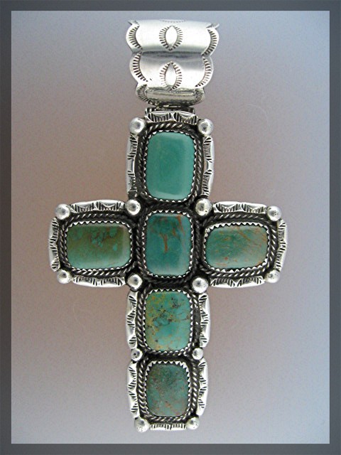 Pendant Sterling Silver Turquoise HERMAN SLINKEYCross
