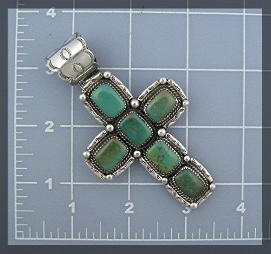 Pendant Sterling Silver Turquoise HERMAN SLINKEYCross