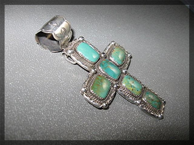 Pendant Sterling Silver Turquoise HERMAN SLINKEYCross
