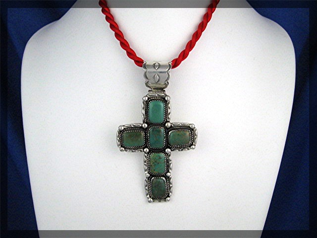 Pendant Sterling Silver Turquoise HERMAN SLINKEYCross