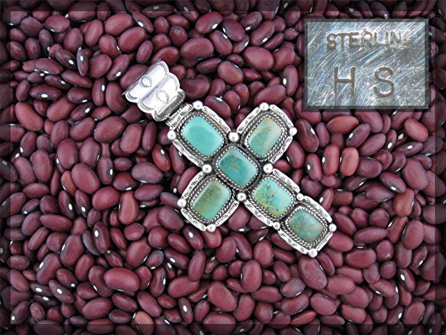 Pendant Sterling Silver Turquoise HERMAN SLINKEYCross