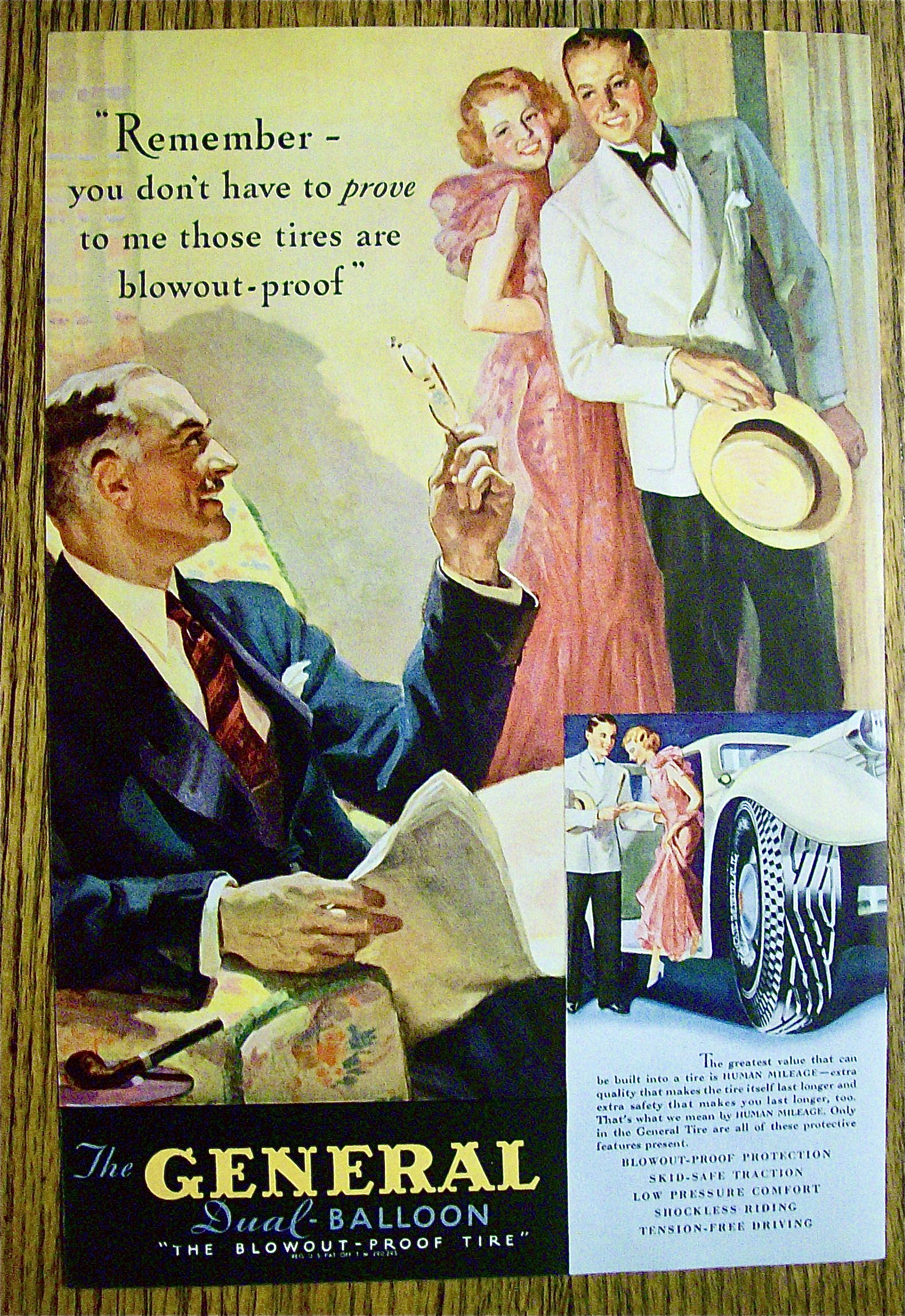 1935 General Dual Balloon Tires w/Man & Couple Talking