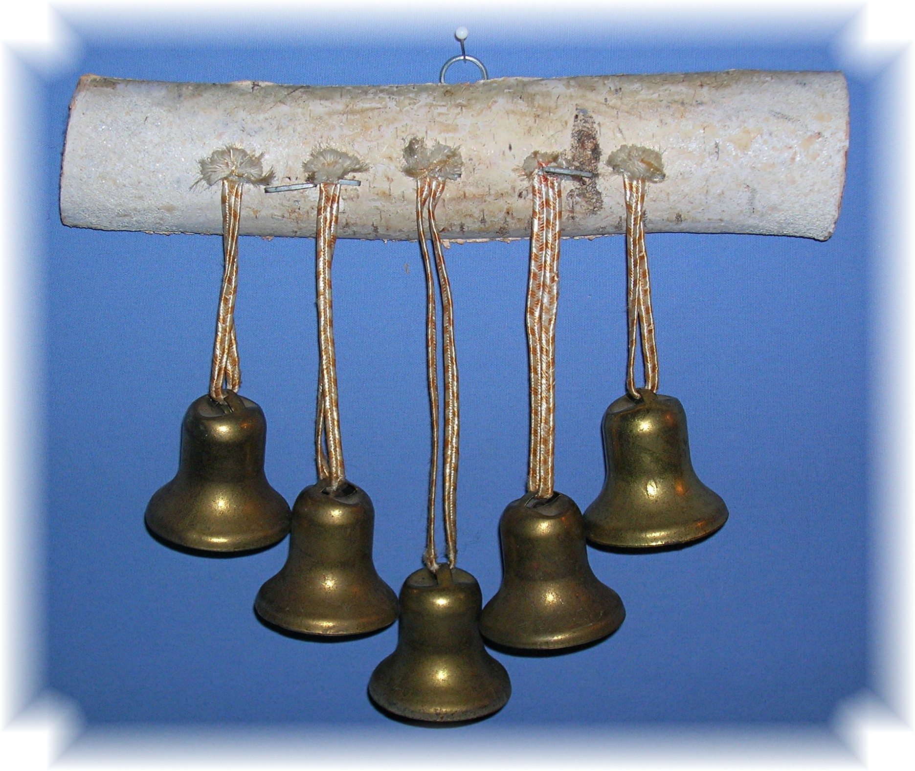 Silver Birch With 5 Brass bells.