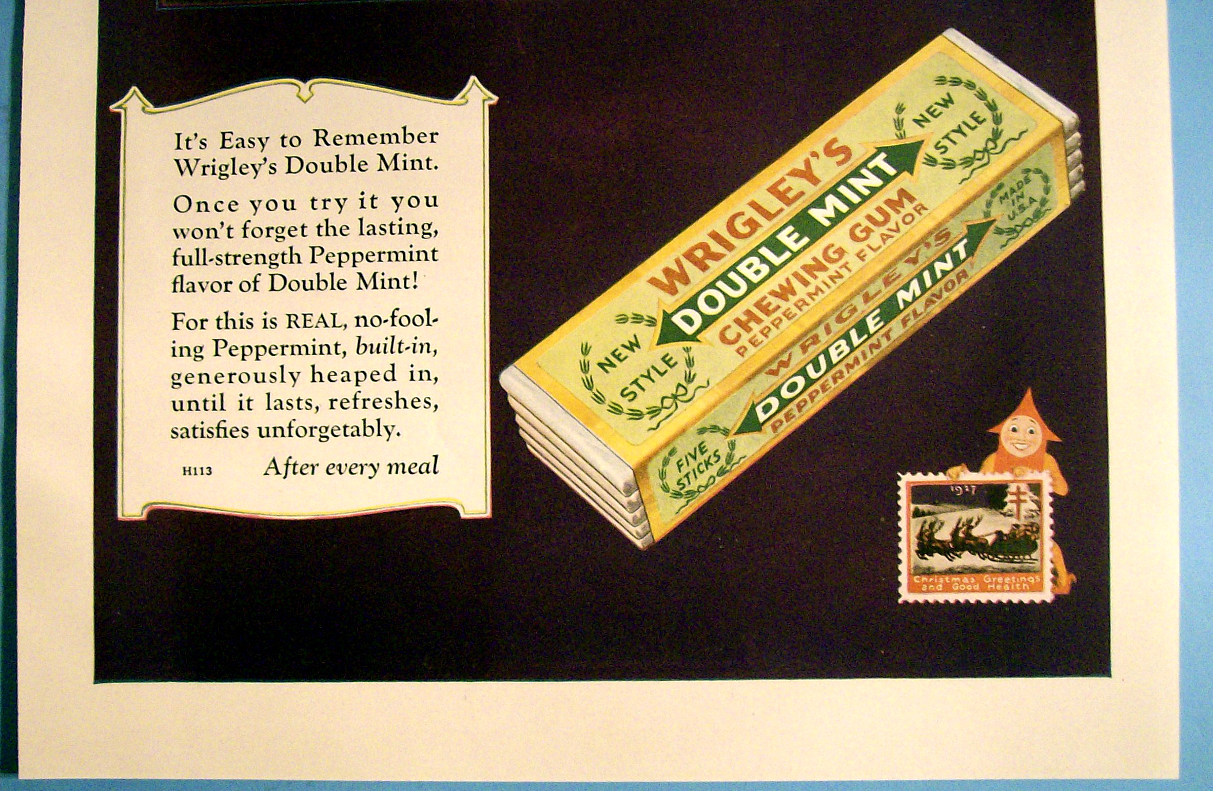 Vintage Ad: 1927 Wrigley's Double Mint Chewing Gum