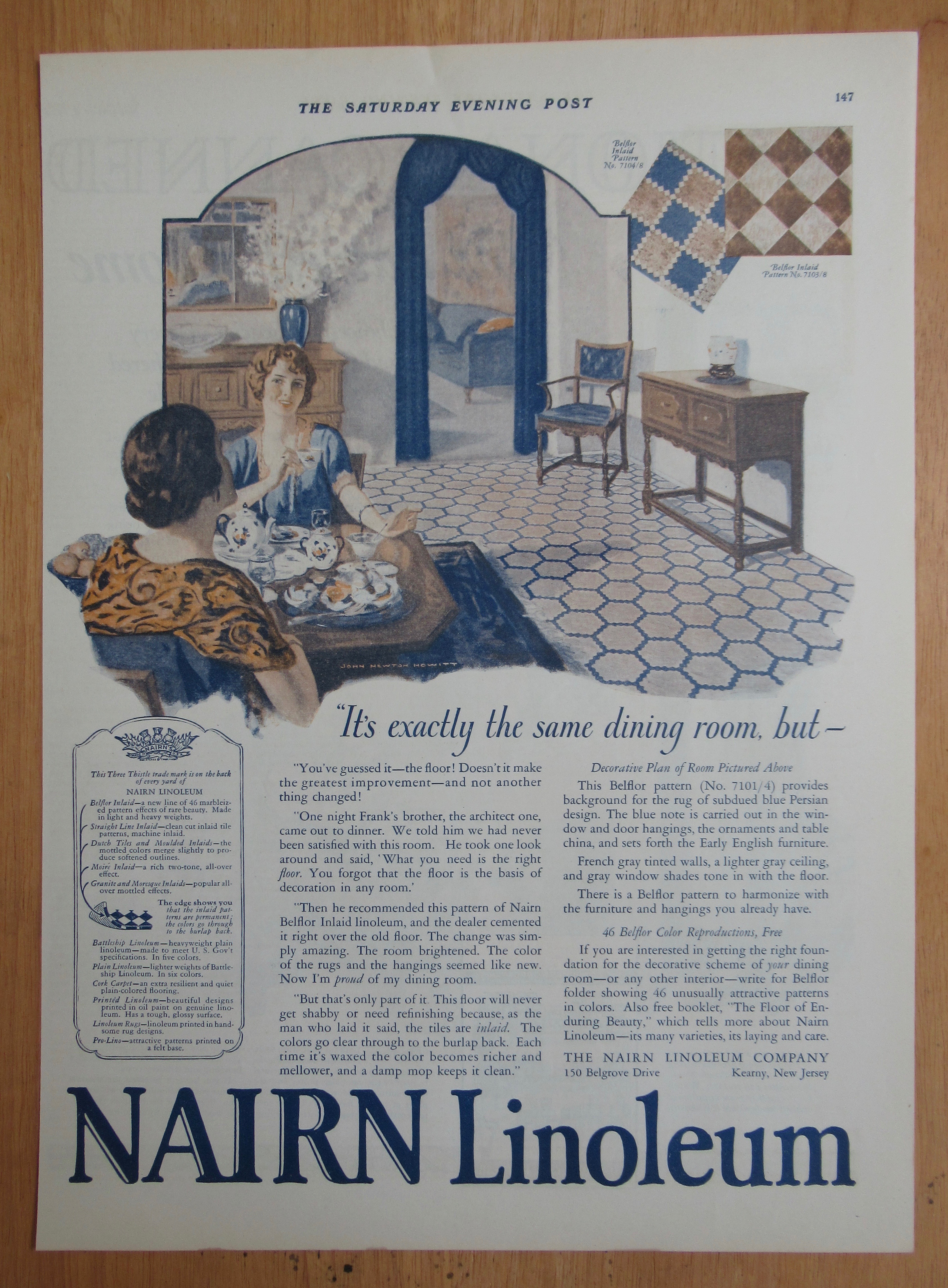 1924 Nairn Linoleum with Women Having Tea
