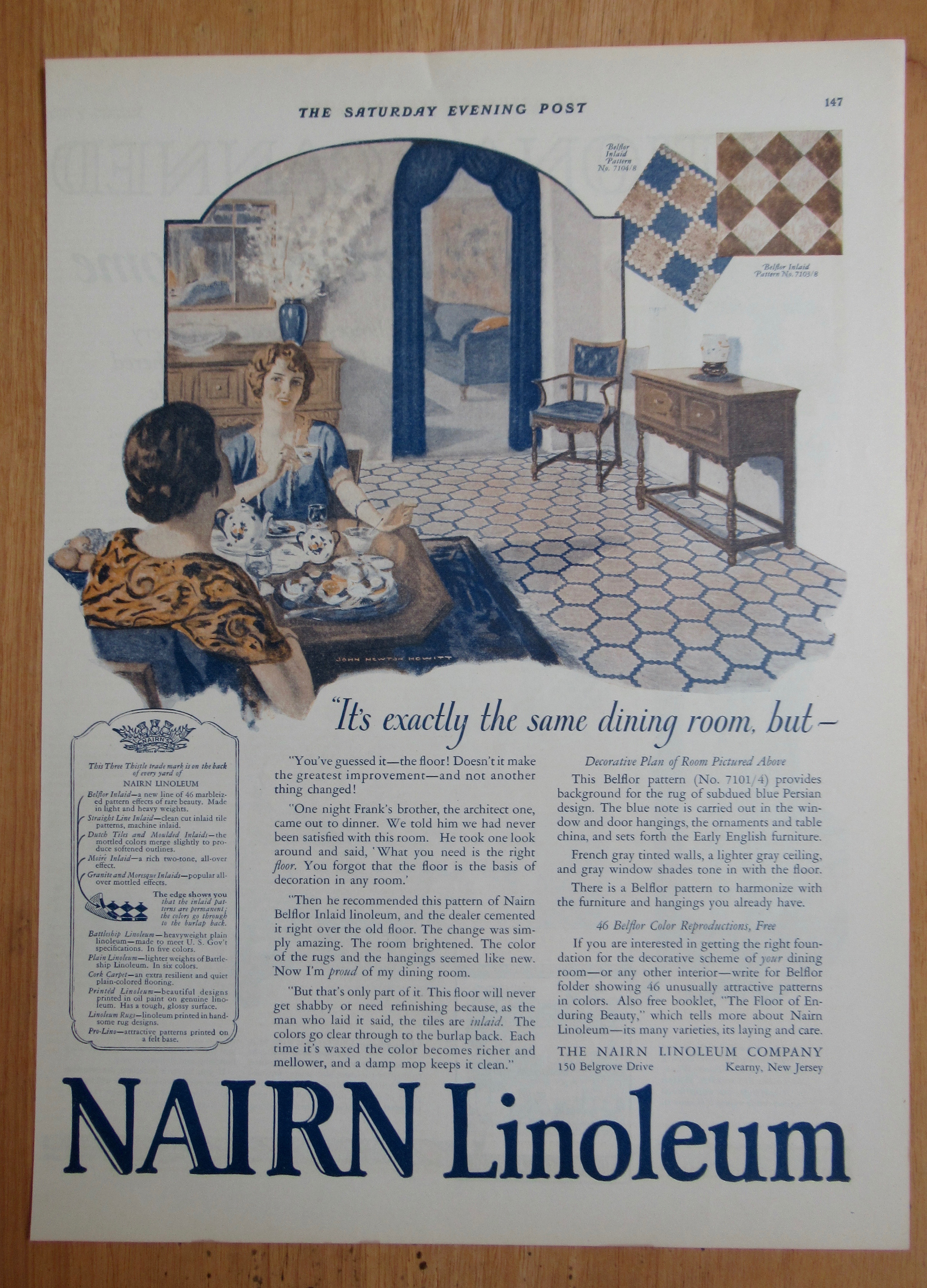 1924 Nairn Linoleum with Women Having Tea