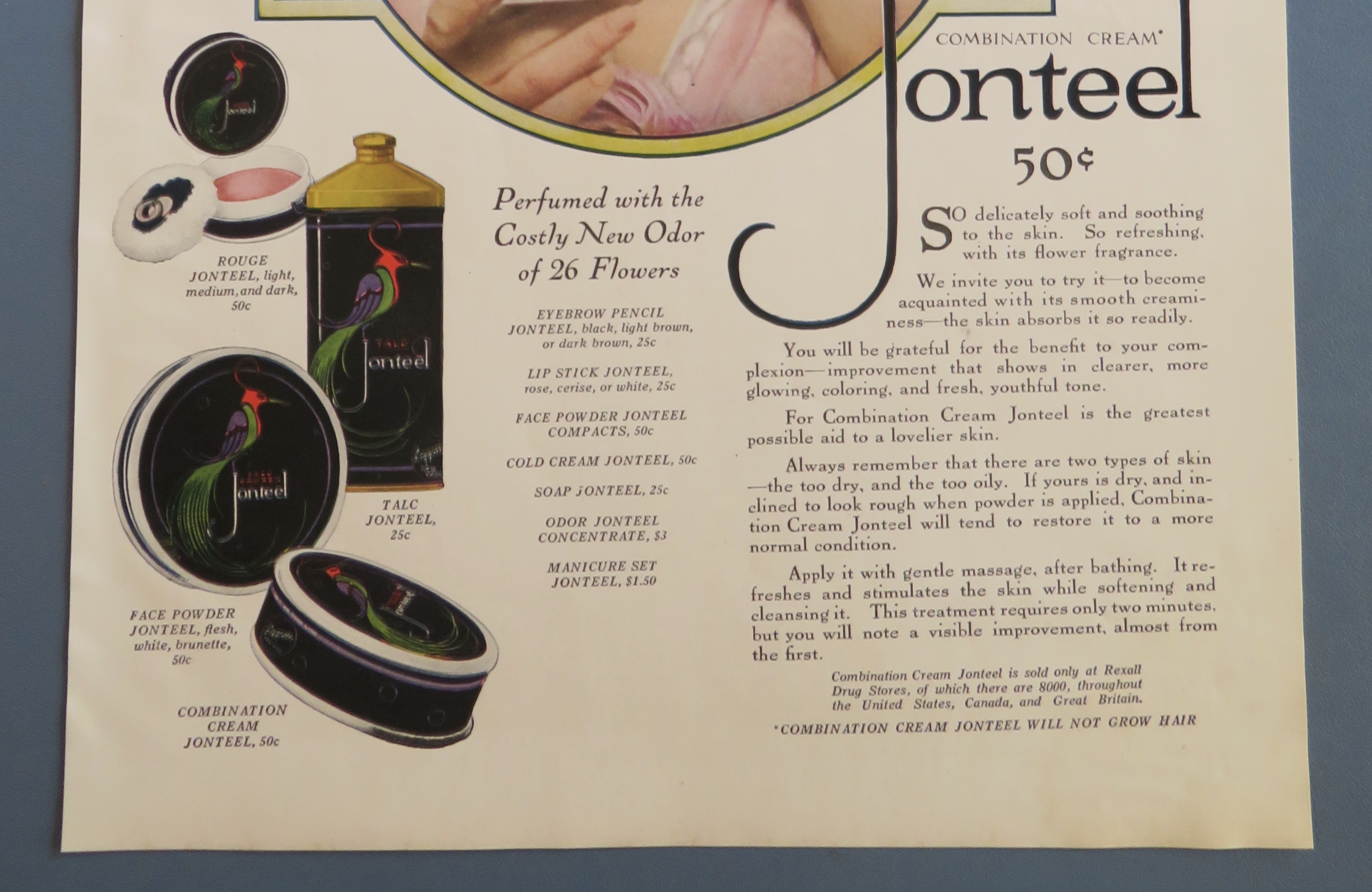 1920 Jonteel Cream with Lovely Woman Using Cream