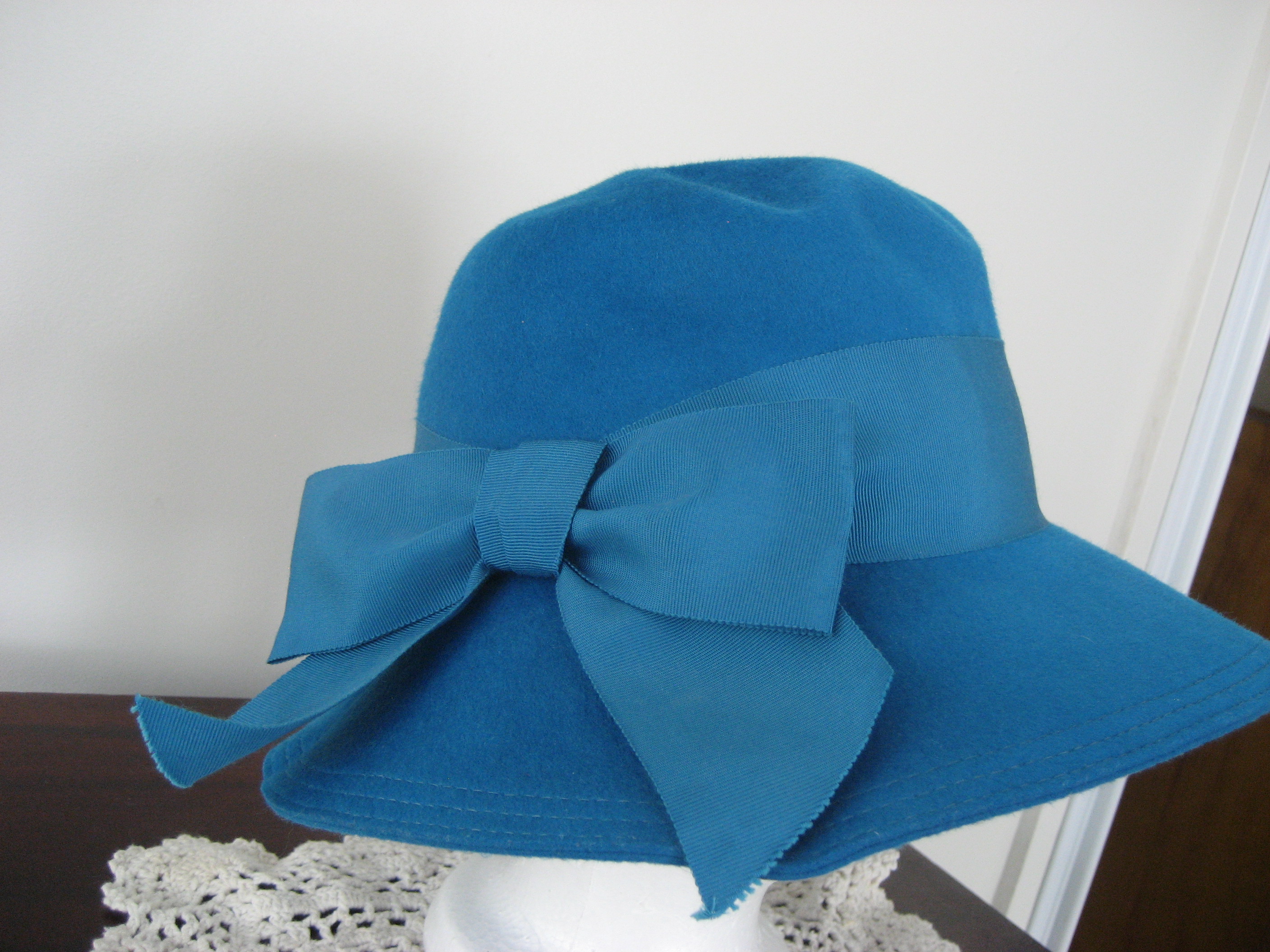 Blue Wool Floppy Hat