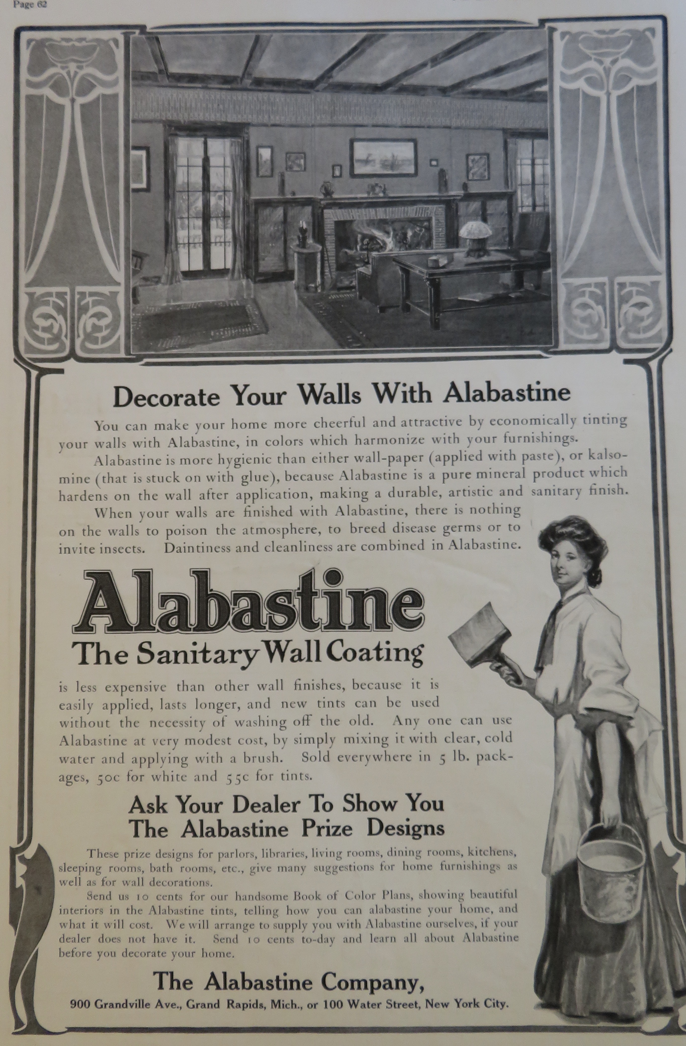 1906 Alabastine Sanitary Wall Coating with Woman
