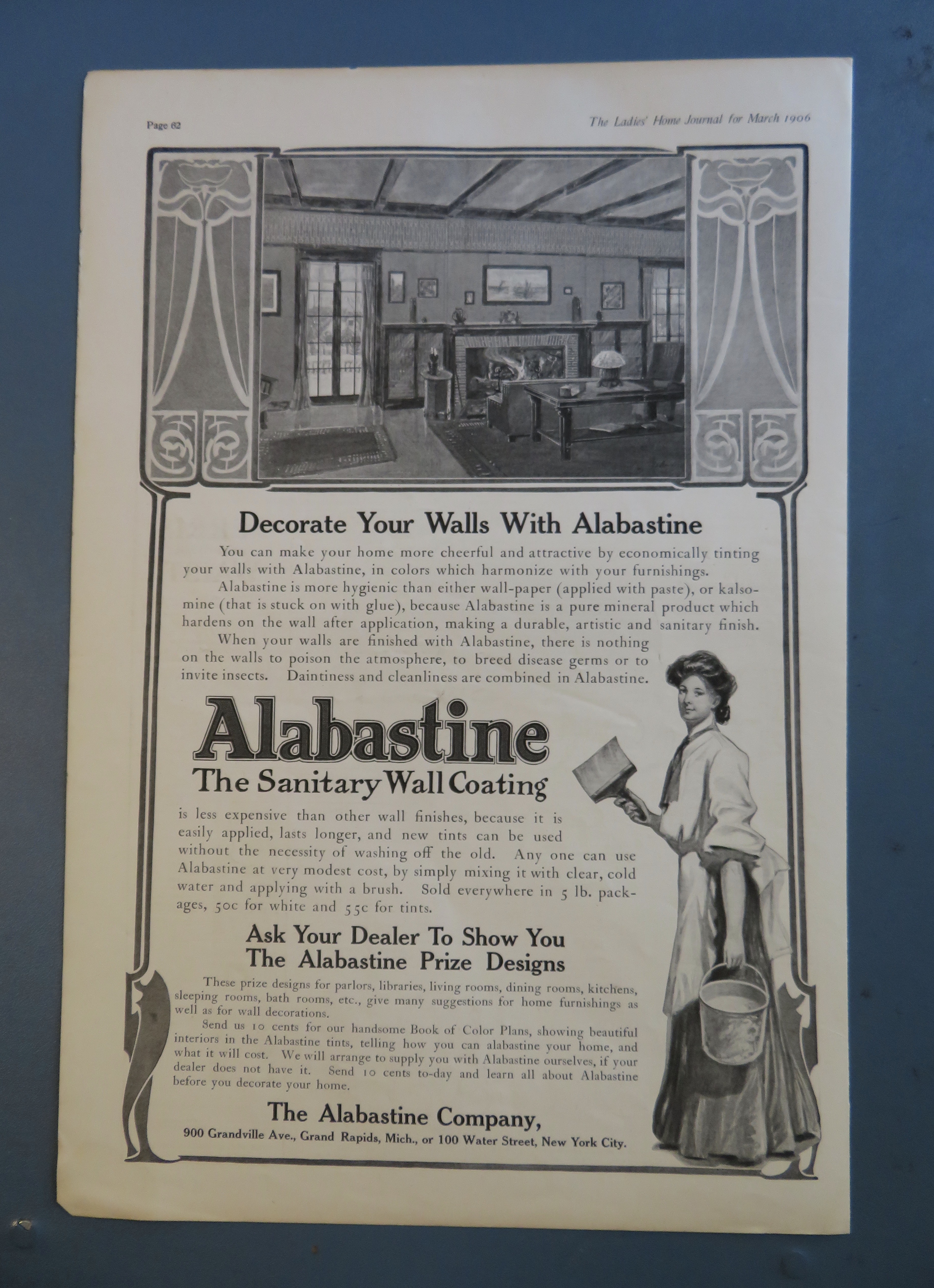 1906 Alabastine Sanitary Wall Coating with Woman