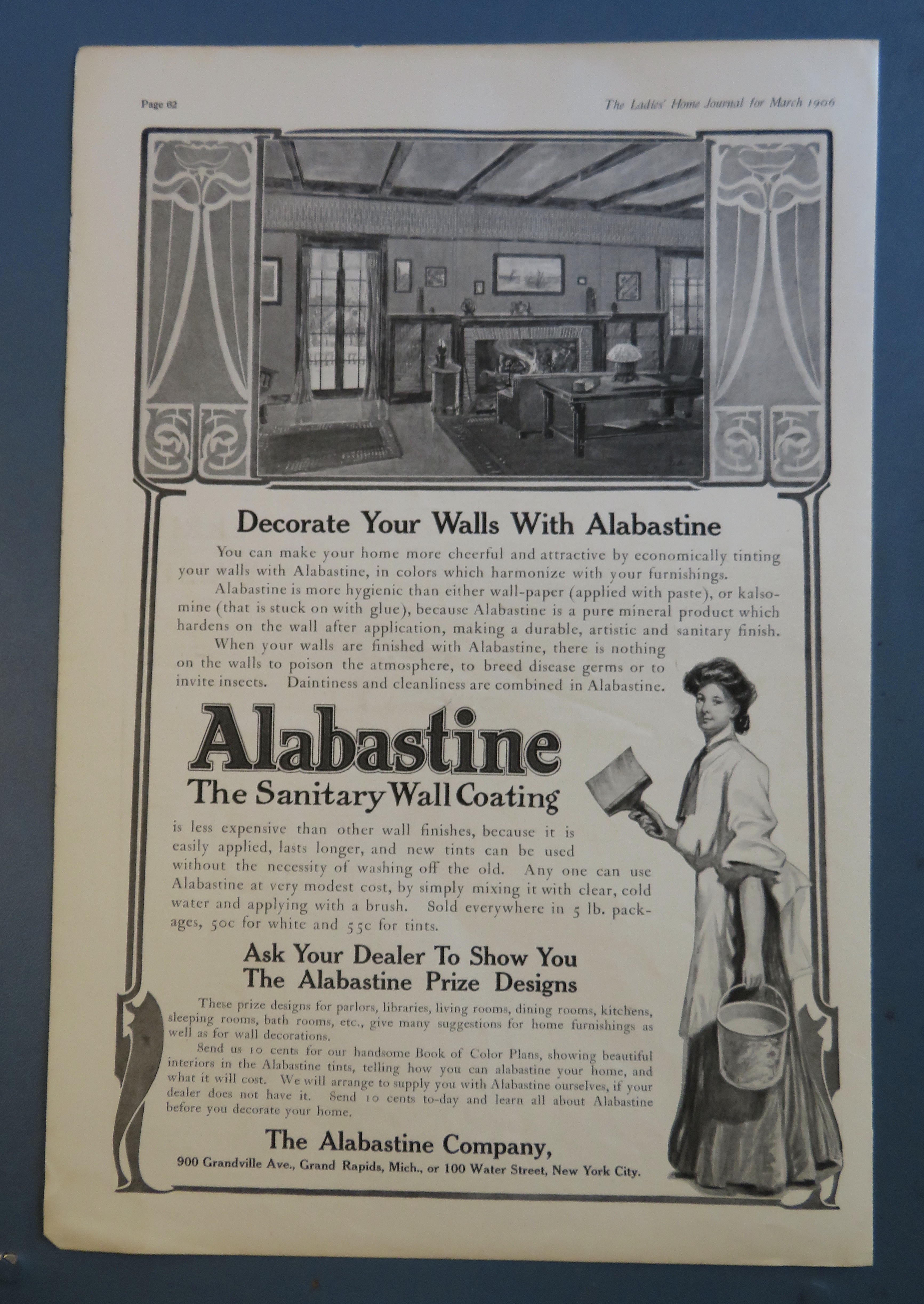 1906 Alabastine Sanitary Wall Coating with Woman