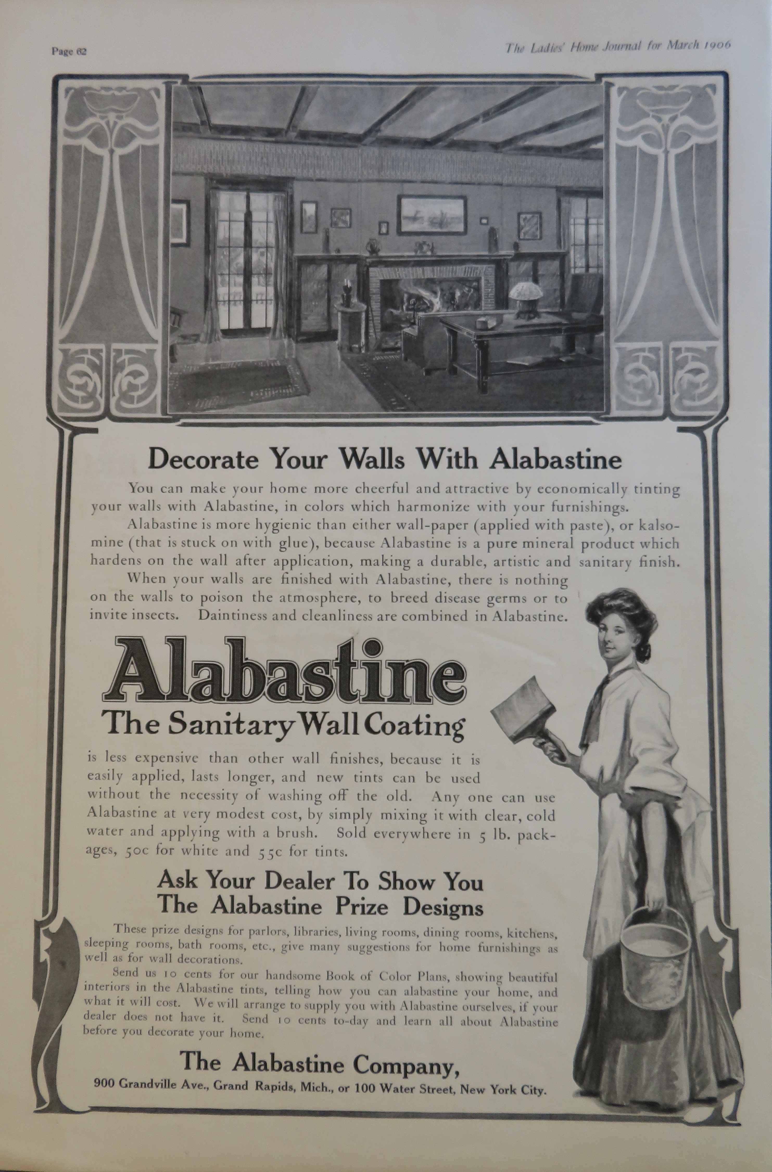 1906 Alabastine Sanitary Wall Coating with Woman