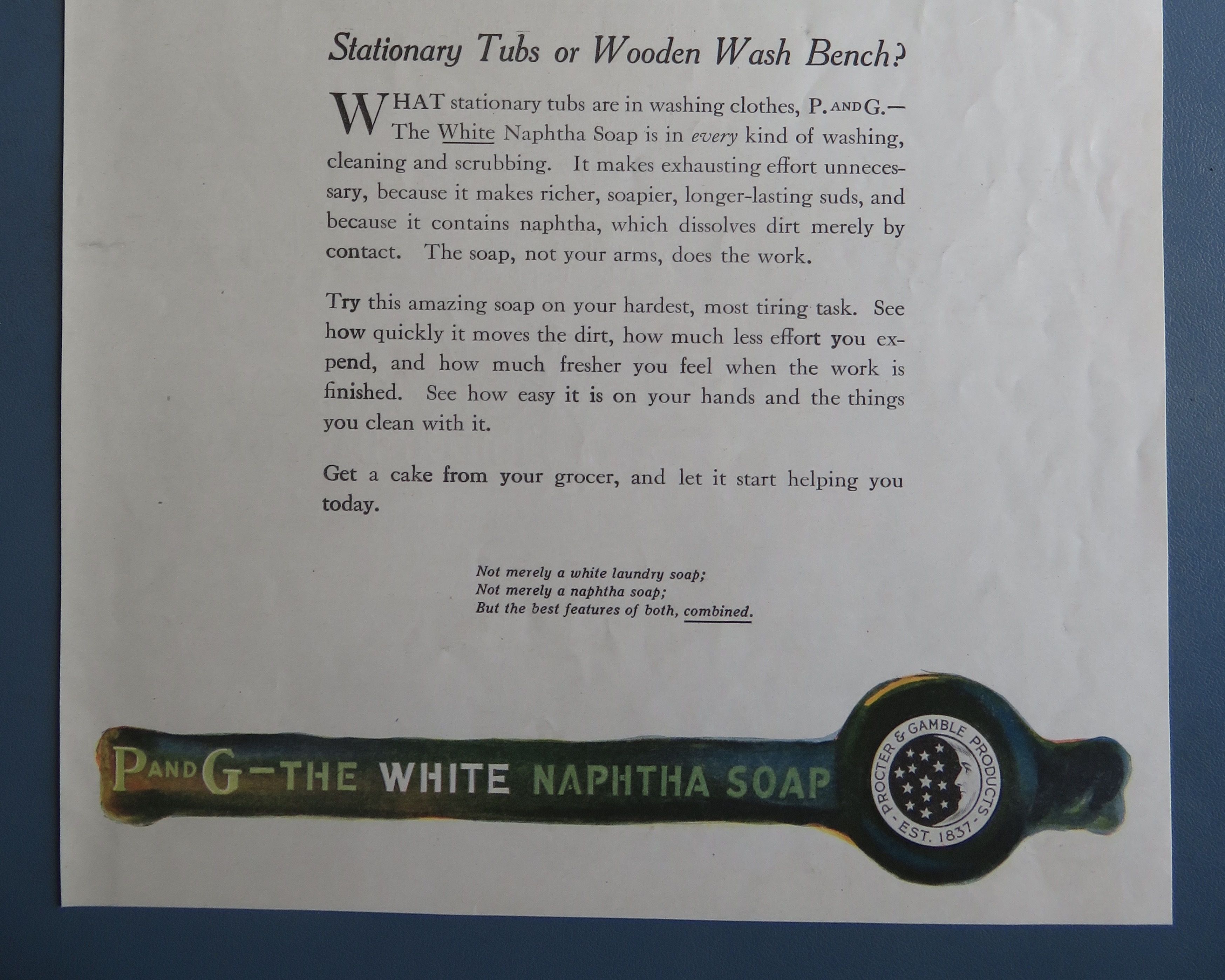 1920 P & G White Naphtha Soap with a Bar of Soap