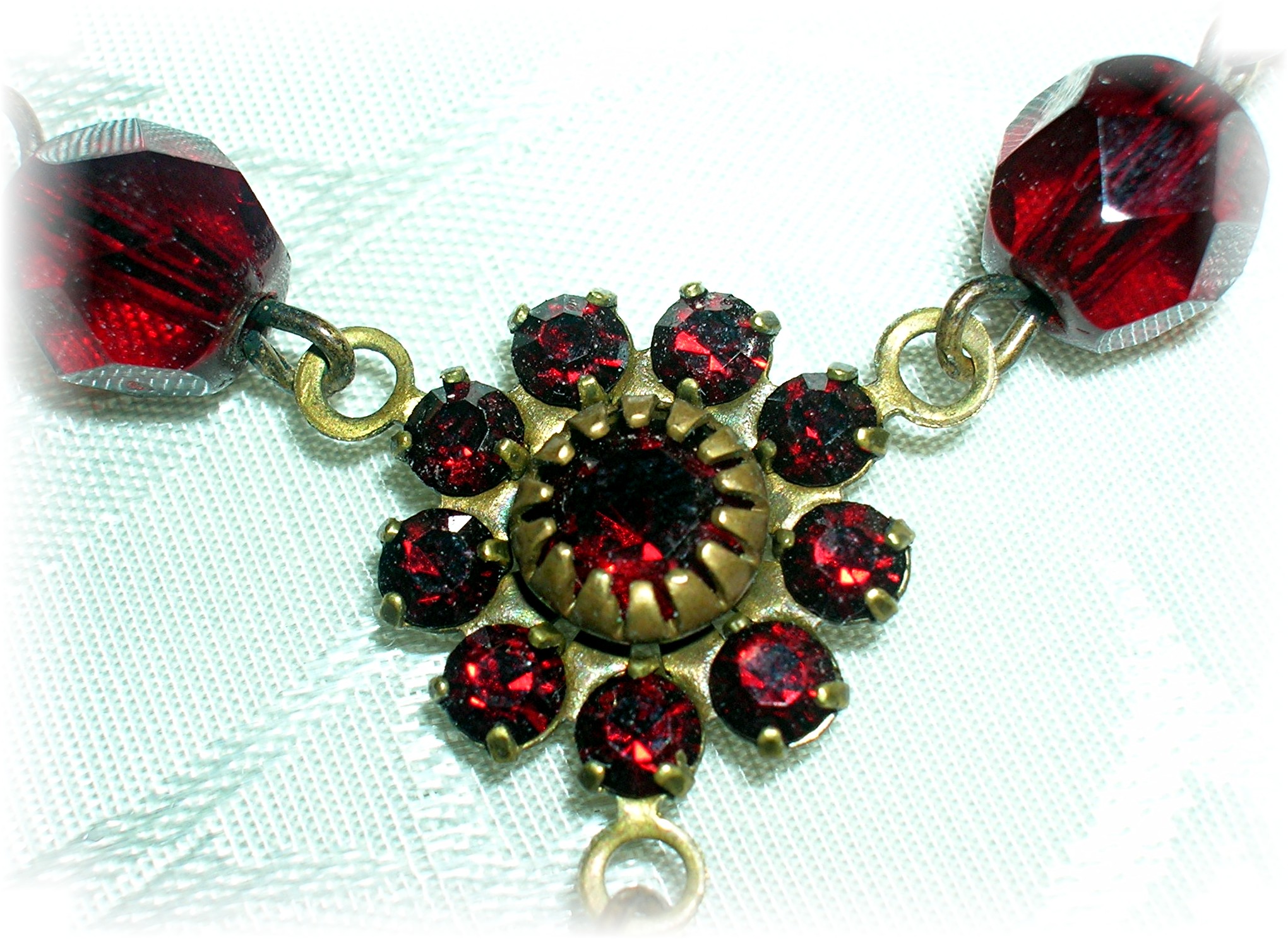 Ruby Crystal Flower Necklace .............