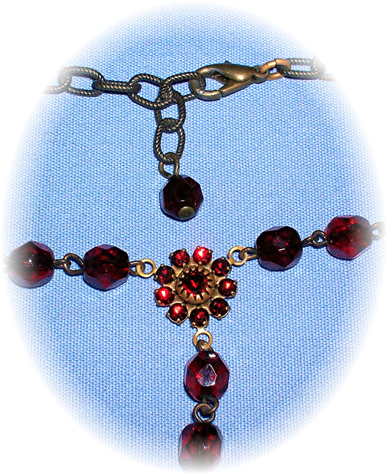 Ruby Crystal Flower Necklace .............