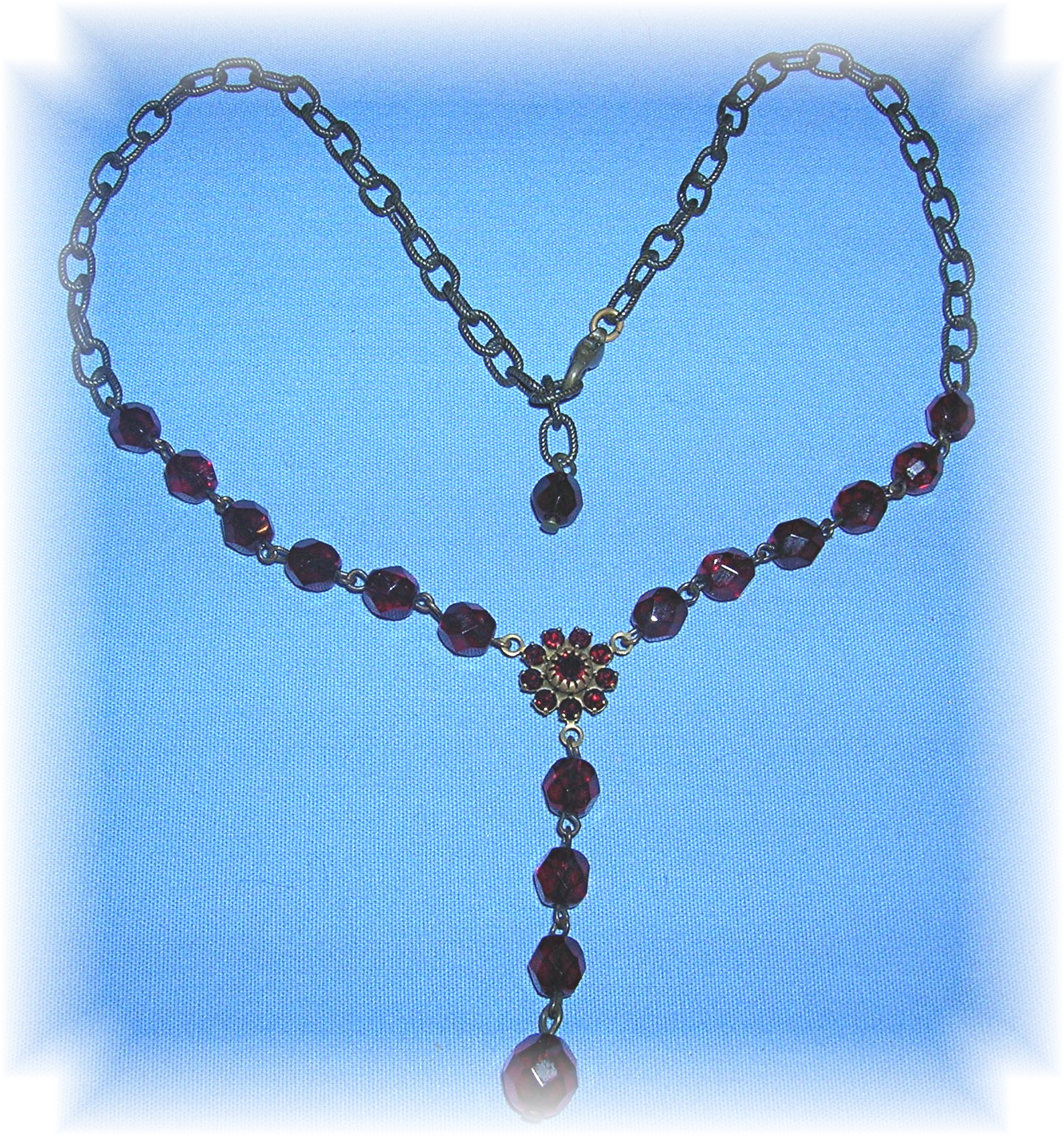 Ruby Crystal Flower Necklace .............