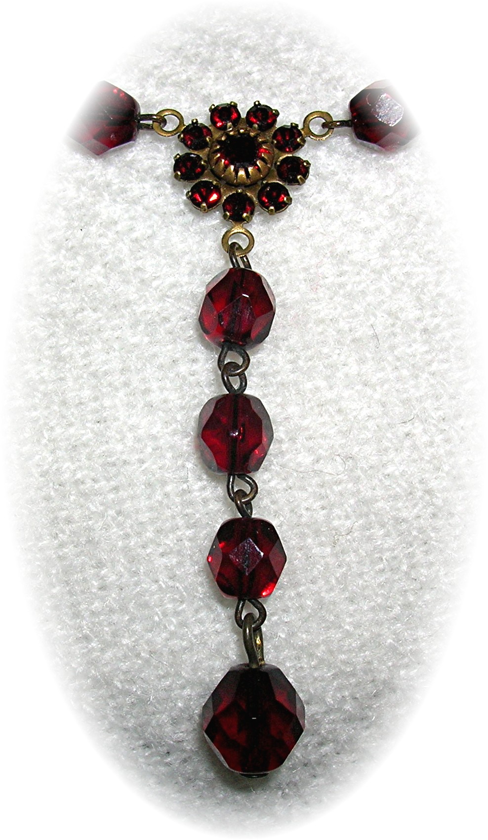 Ruby Crystal Flower Necklace .............