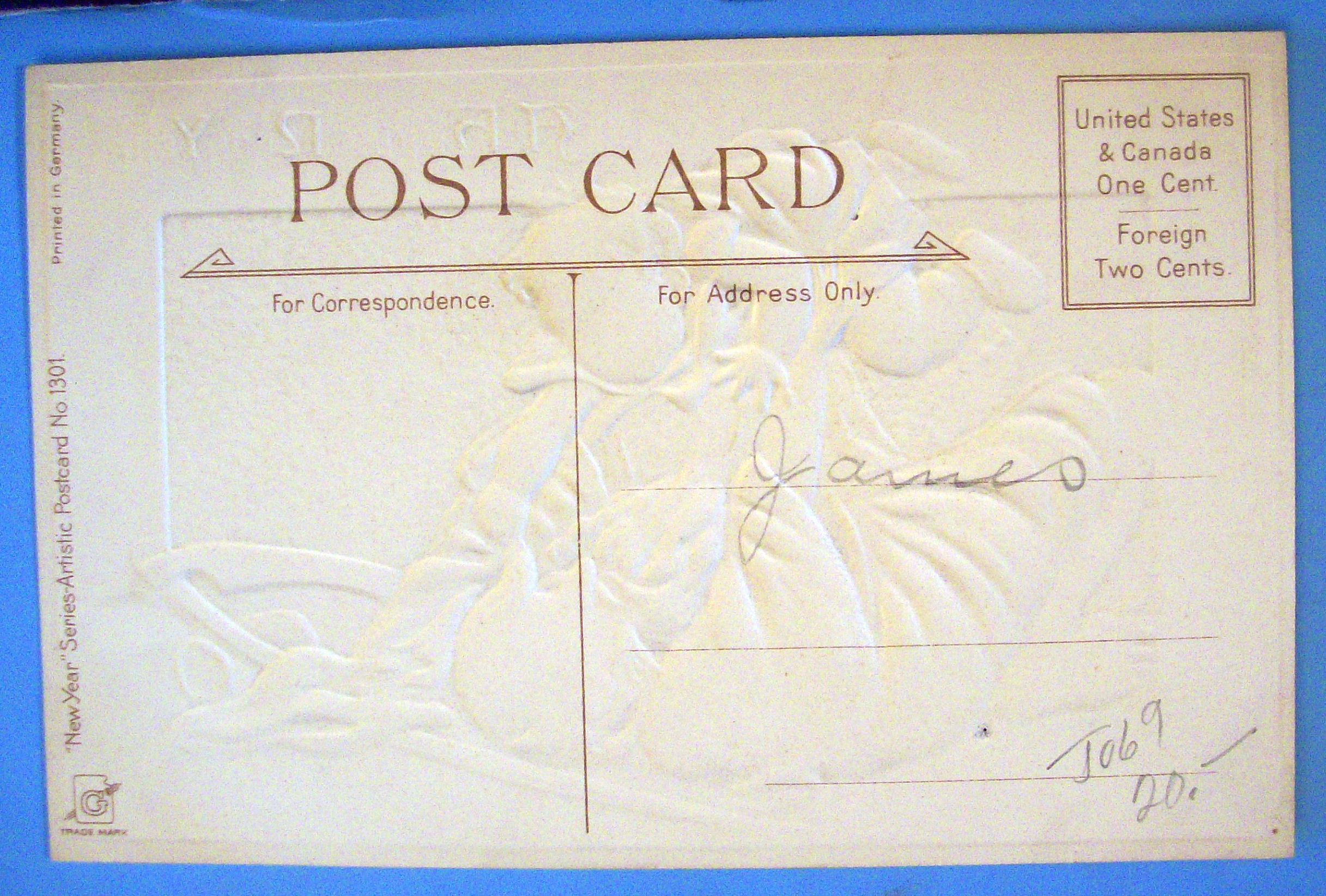 A Happy New Year Postcard w/Old Man Playing with Child