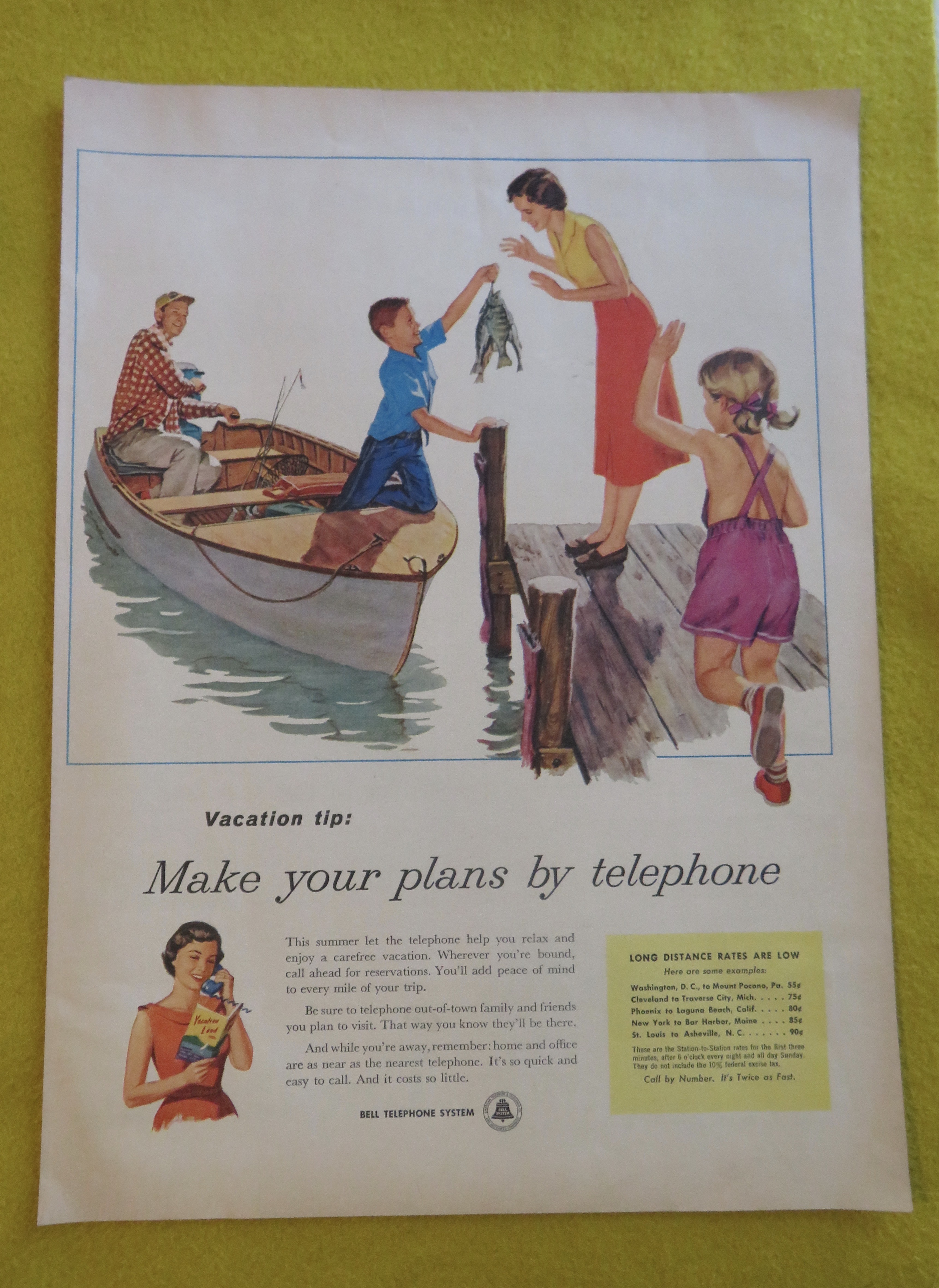 1956 Bell Telephone System with Boy Holding Fish