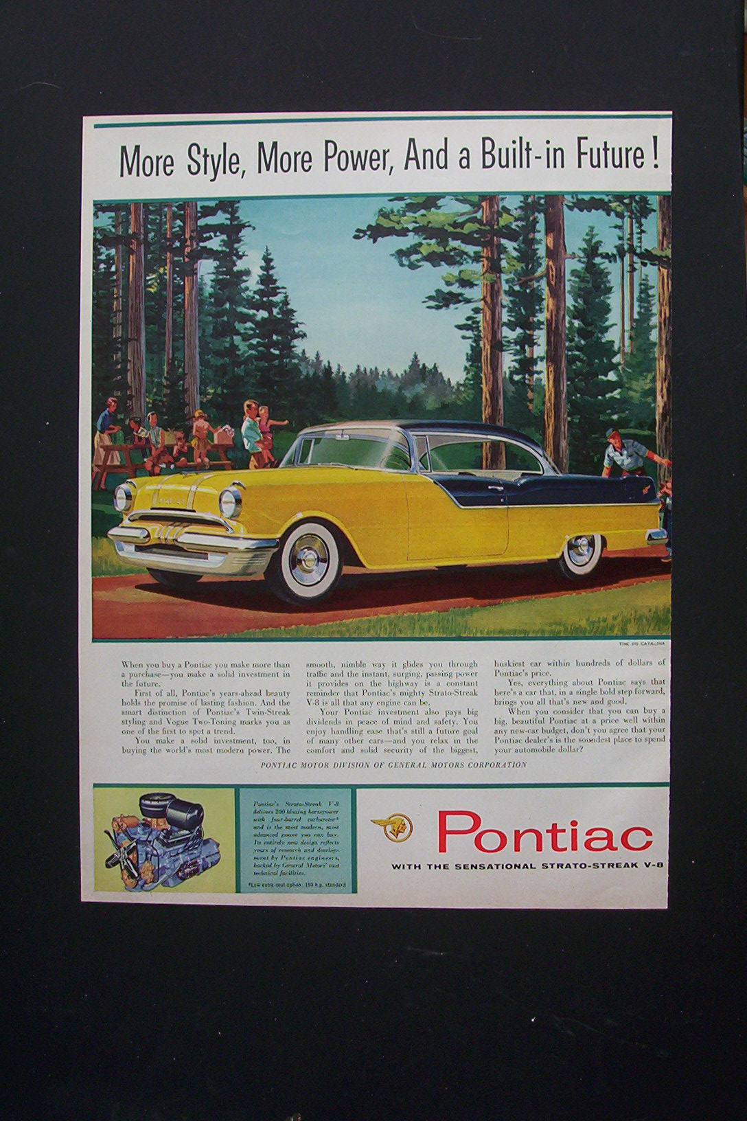 1955 Pontiac with a Yellow Strato-Streak V-8