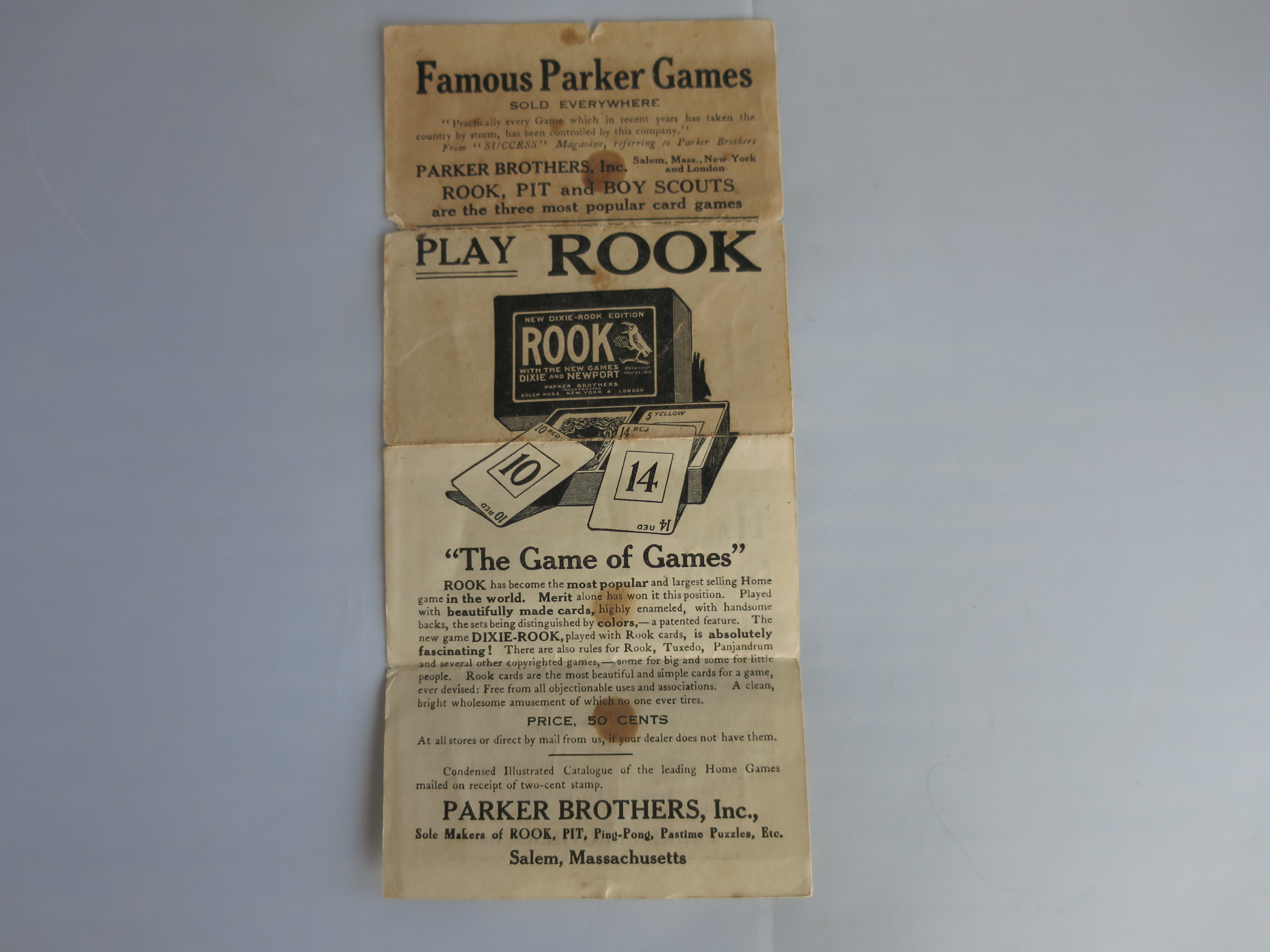 Parker Brothers New Dixie Rook Pollyanna Pit Game Ad