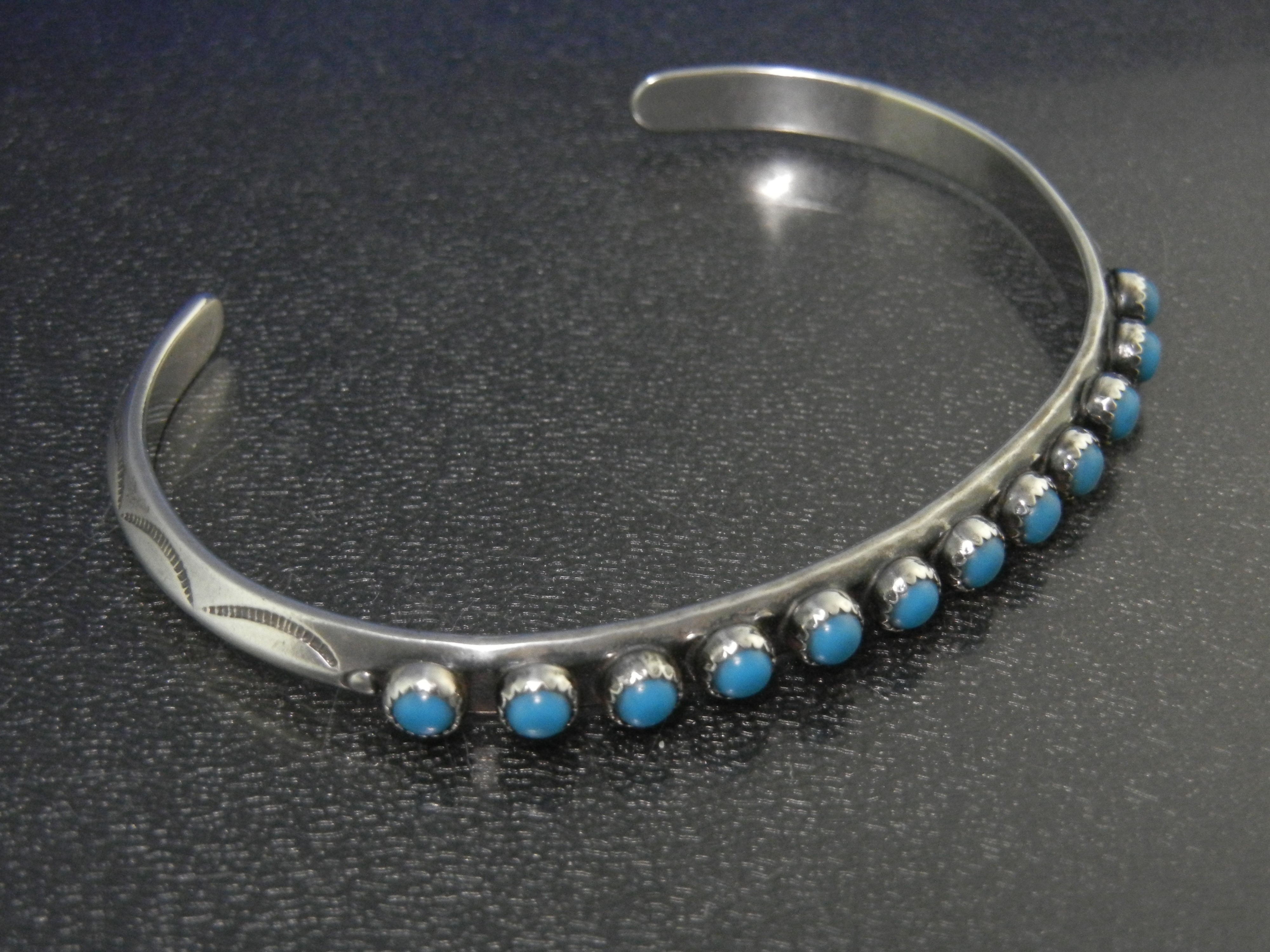 Zuni Sterling Silver Snake Eye Turquoise Bracelet
