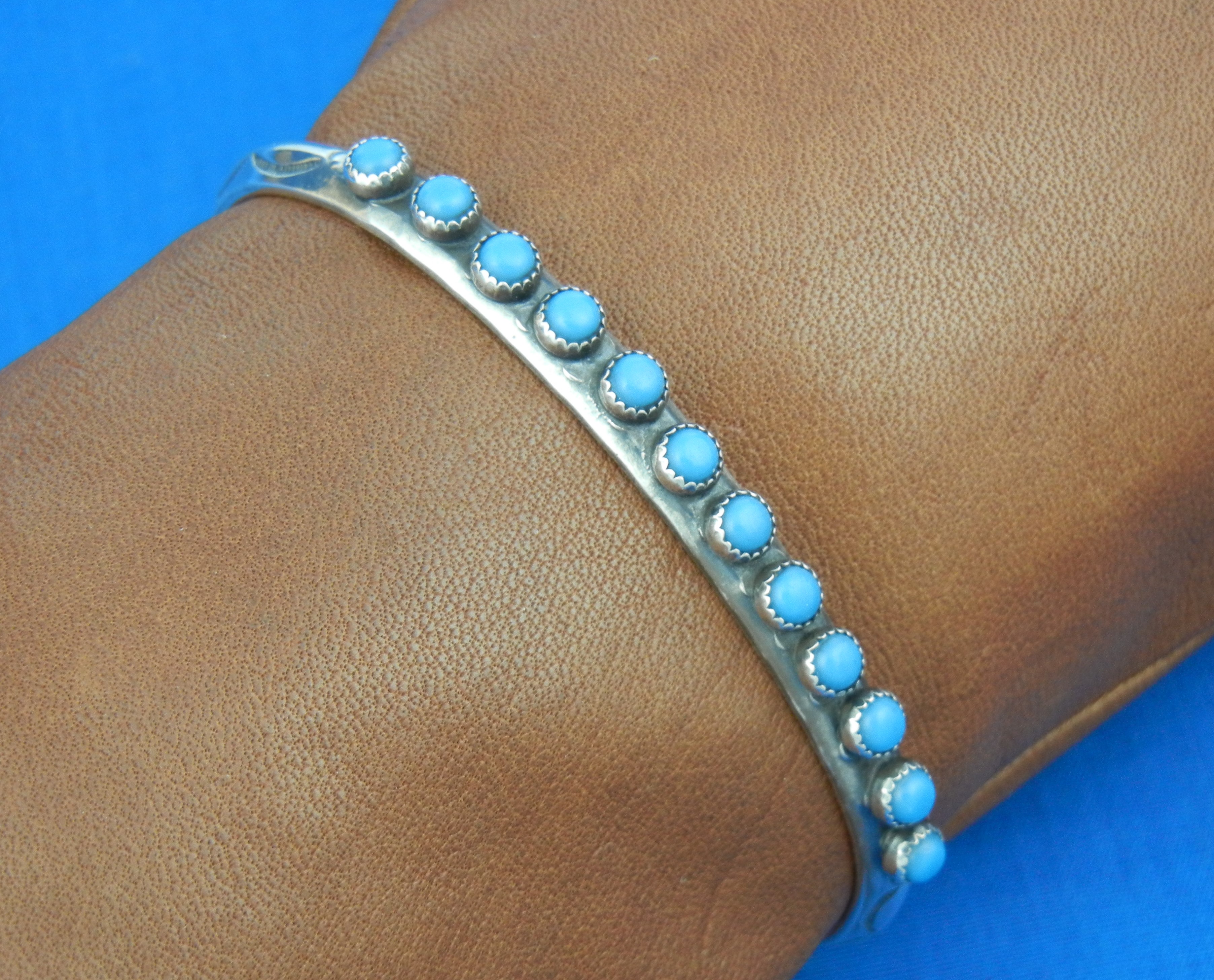 Zuni Sterling Silver Snake Eye Turquoise Bracelet