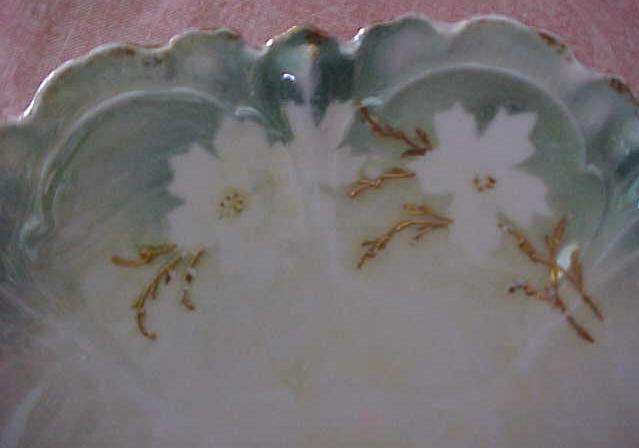 R. S. Prussia Cake Plate White Floral Scallop Edges