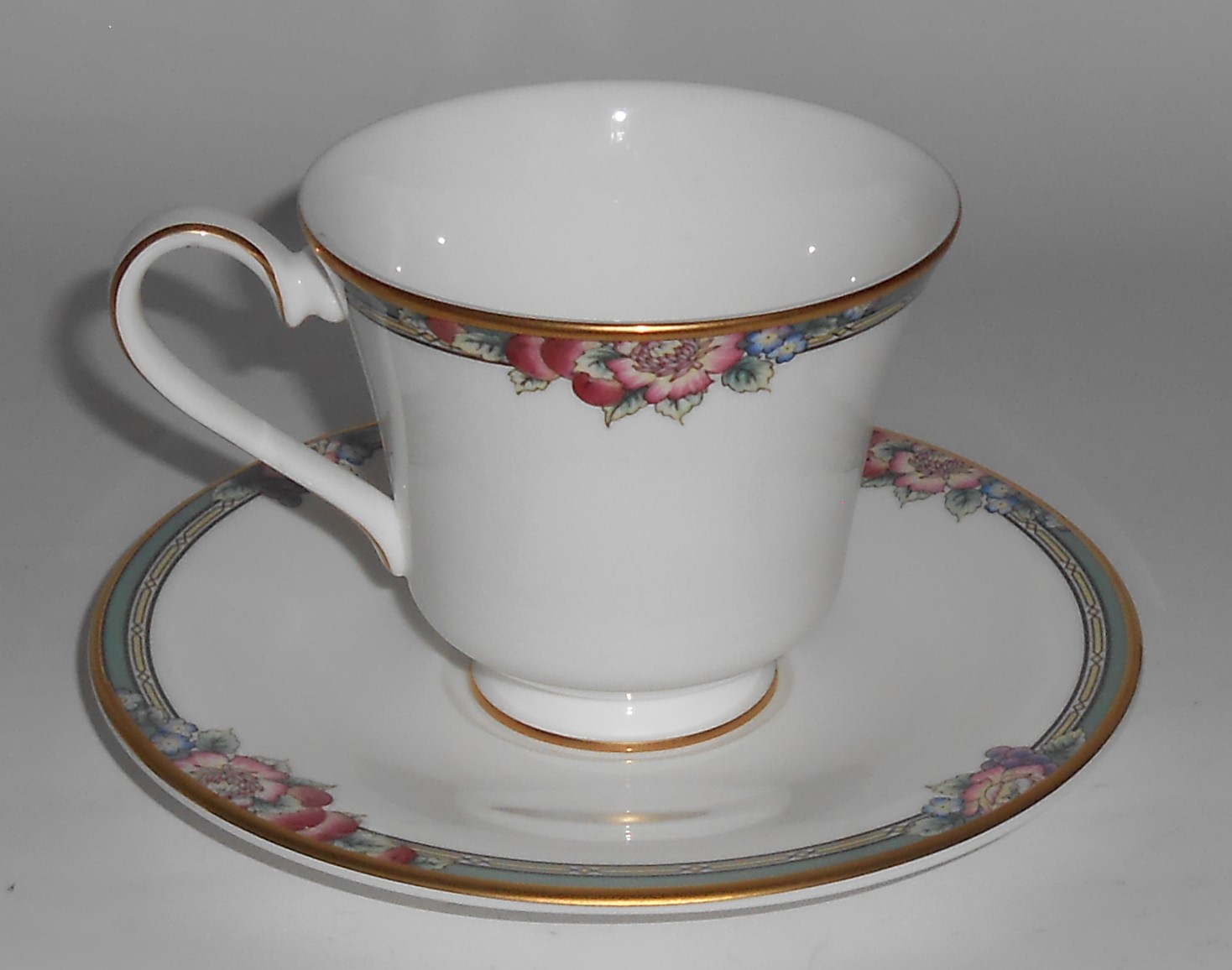 Royal Doulton China Gold Band Orchard Hill Cup & Saucer