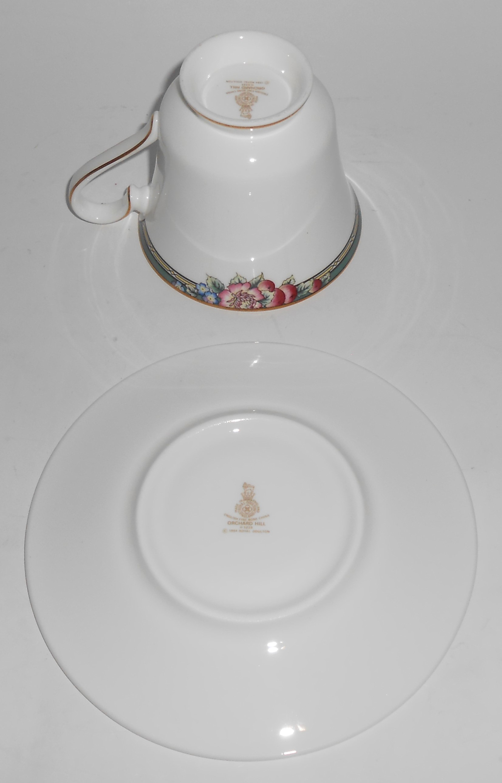 Royal Doulton China Gold Band Orchard Hill Cup & Saucer