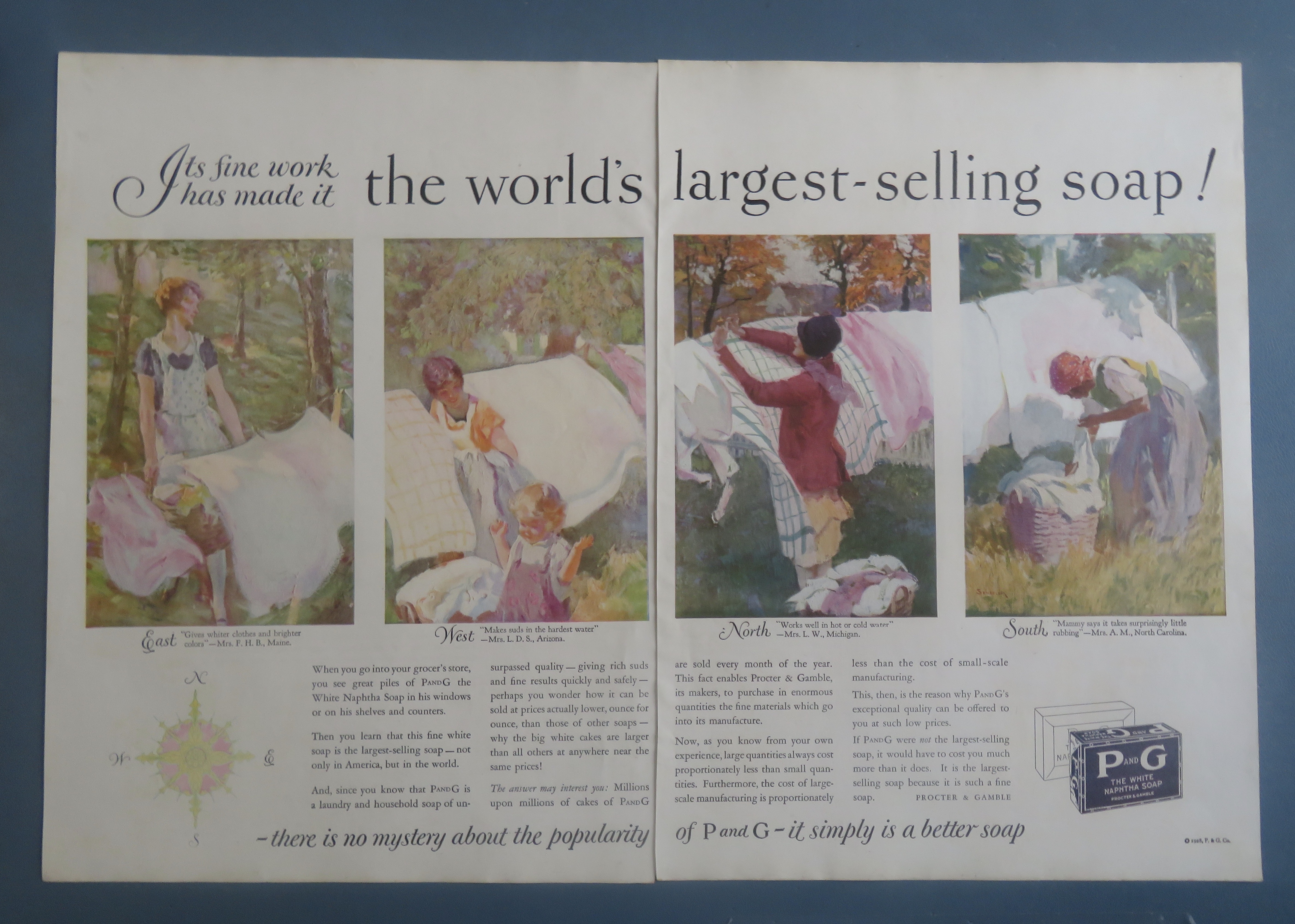 1928 P & G White Naphtha Soap with Women & Laundry